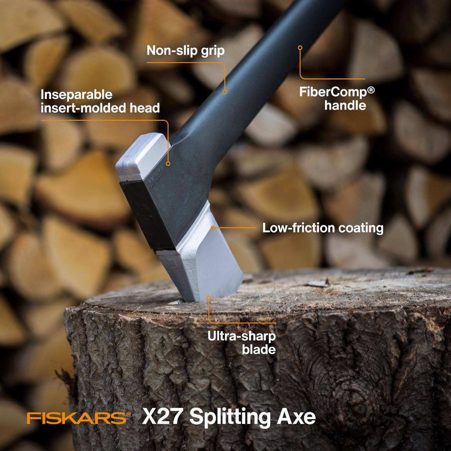 Fiskars X27 6.3 lb Single Bit Splitting Axe Fiberglass Handle