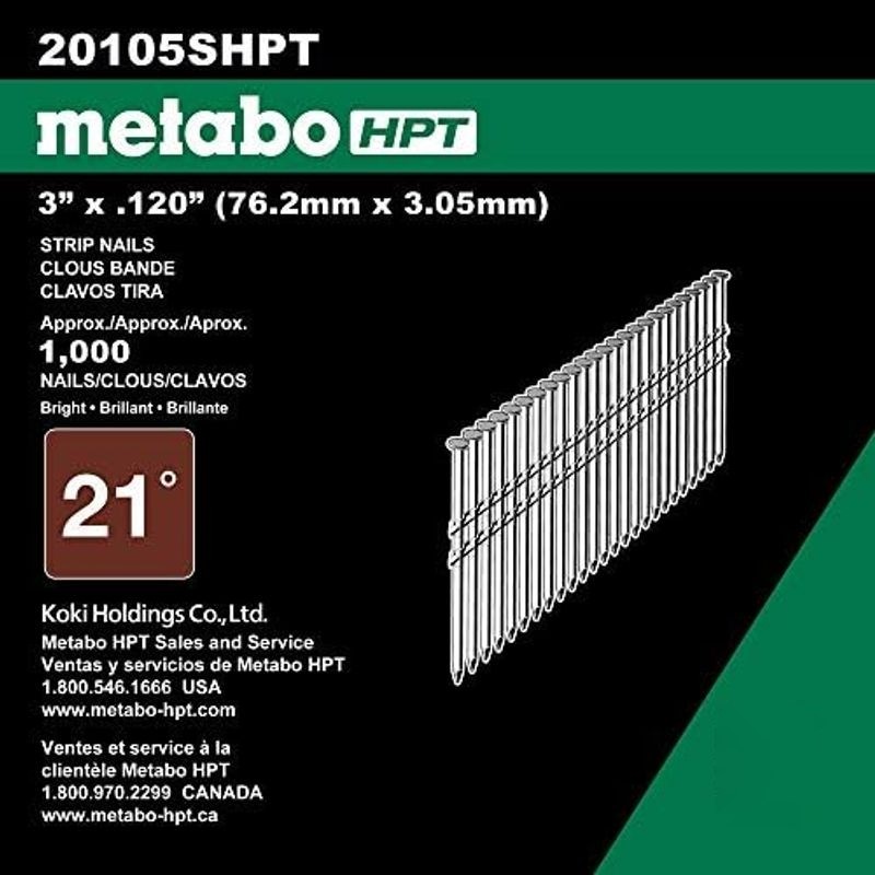 Metabo HPT Framing Nails, 3in. x 0.120in., 1000 Count