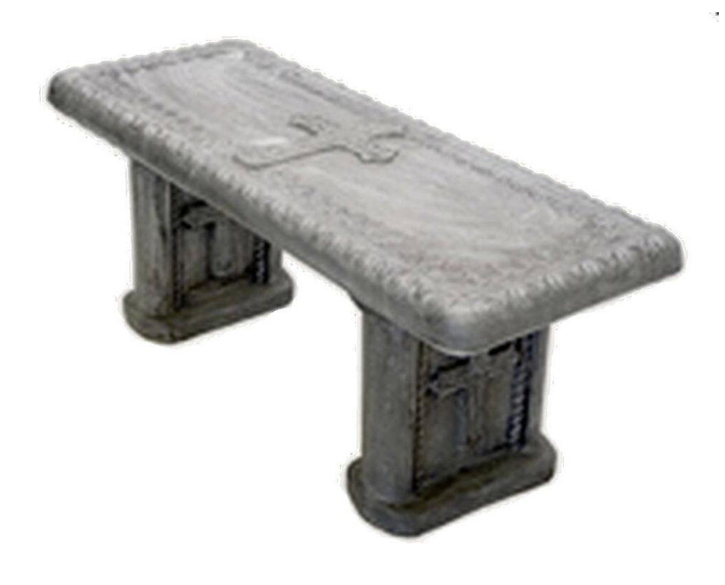 Athens Stonecasting Bench With Cross In Pre-Aged Finish