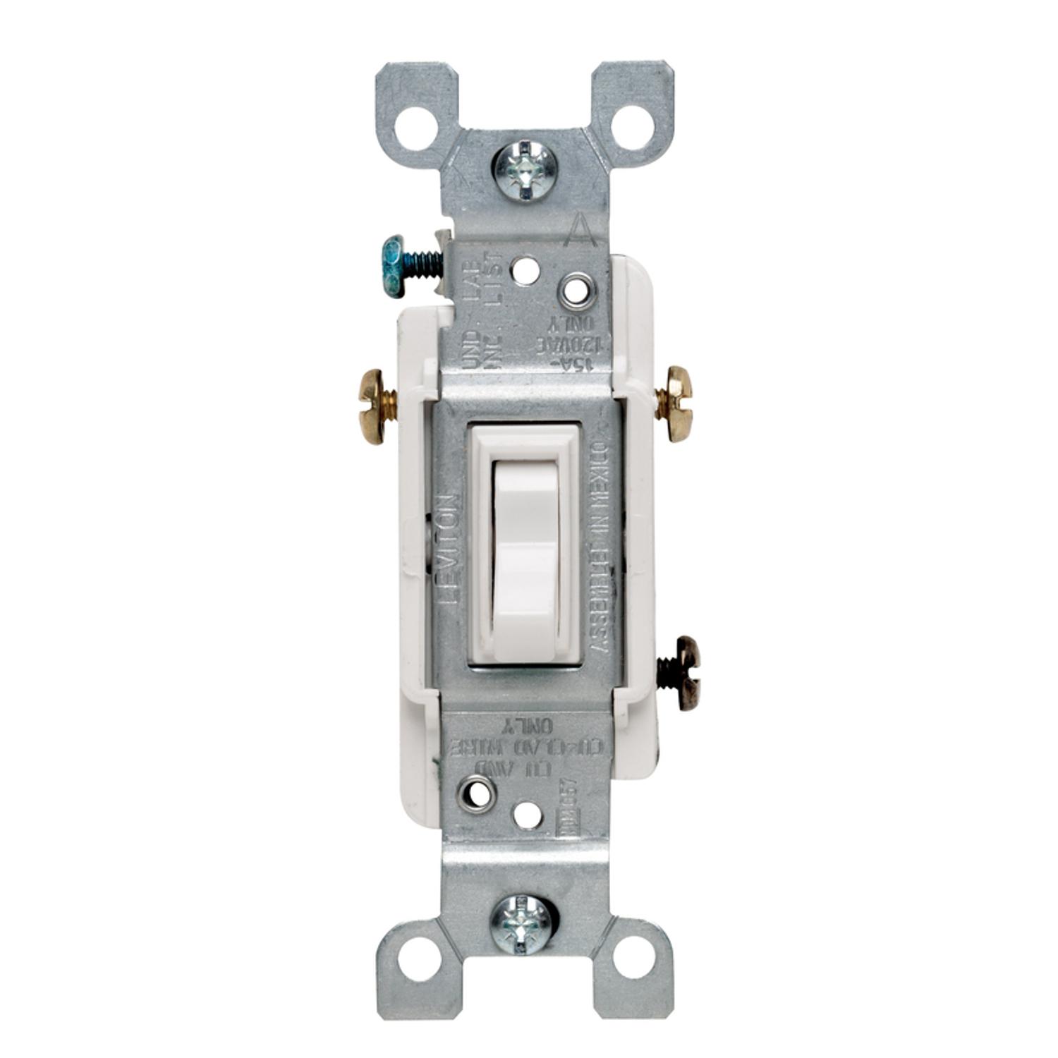 Leviton 15 amps Three Pole Toggle AC Quiet Switch White 6 pk