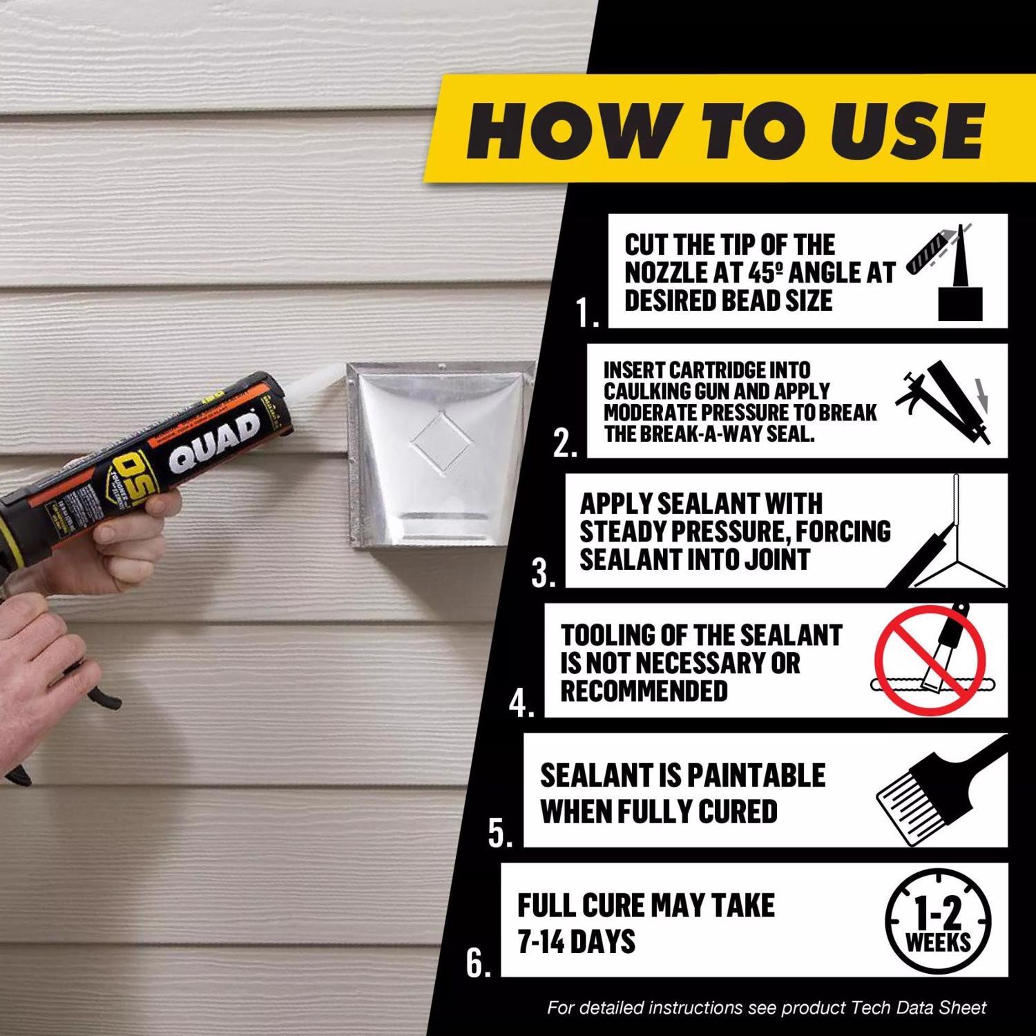 OSI Quad Max White Elastomeric Polymers Door/Siding/ Window Sealant 9.5 oz