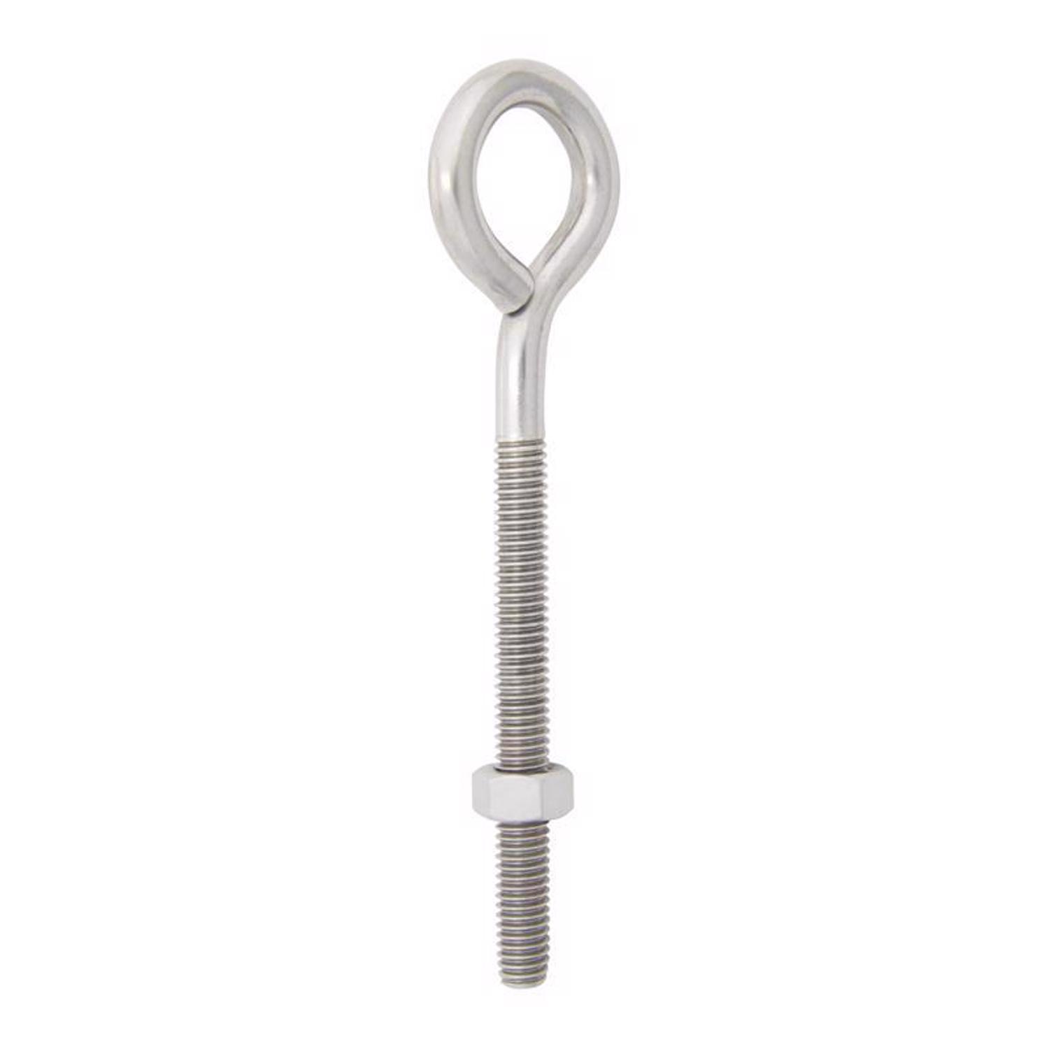 Hampton 5/16 in. X 5 in. L Stainless Stainless Steel Eyebolt Nut Included