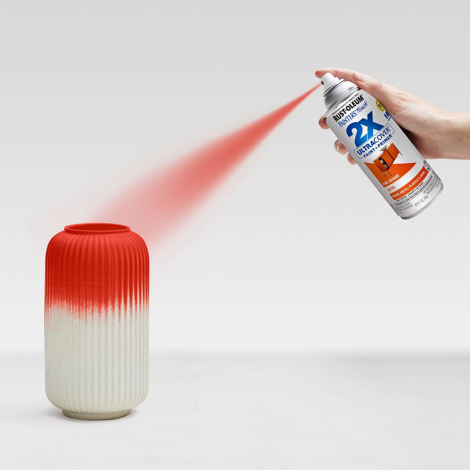 Rust-Oleum Painter's Touch 2X Ultra Cover Satin Fire Orange Paint+Primer Spray Paint 12 oz