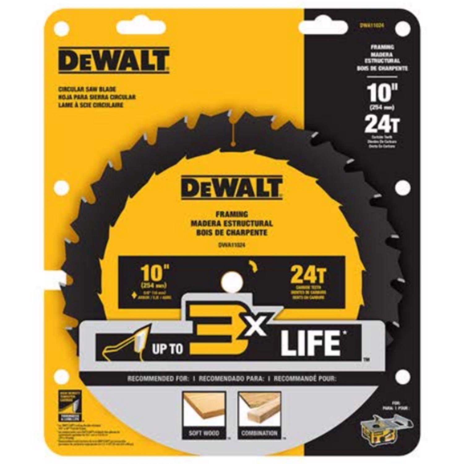 DeWalt 10 in. D X 5/8 in. Carbide Tipped Framing Saw Blade 24 teeth 1 pc