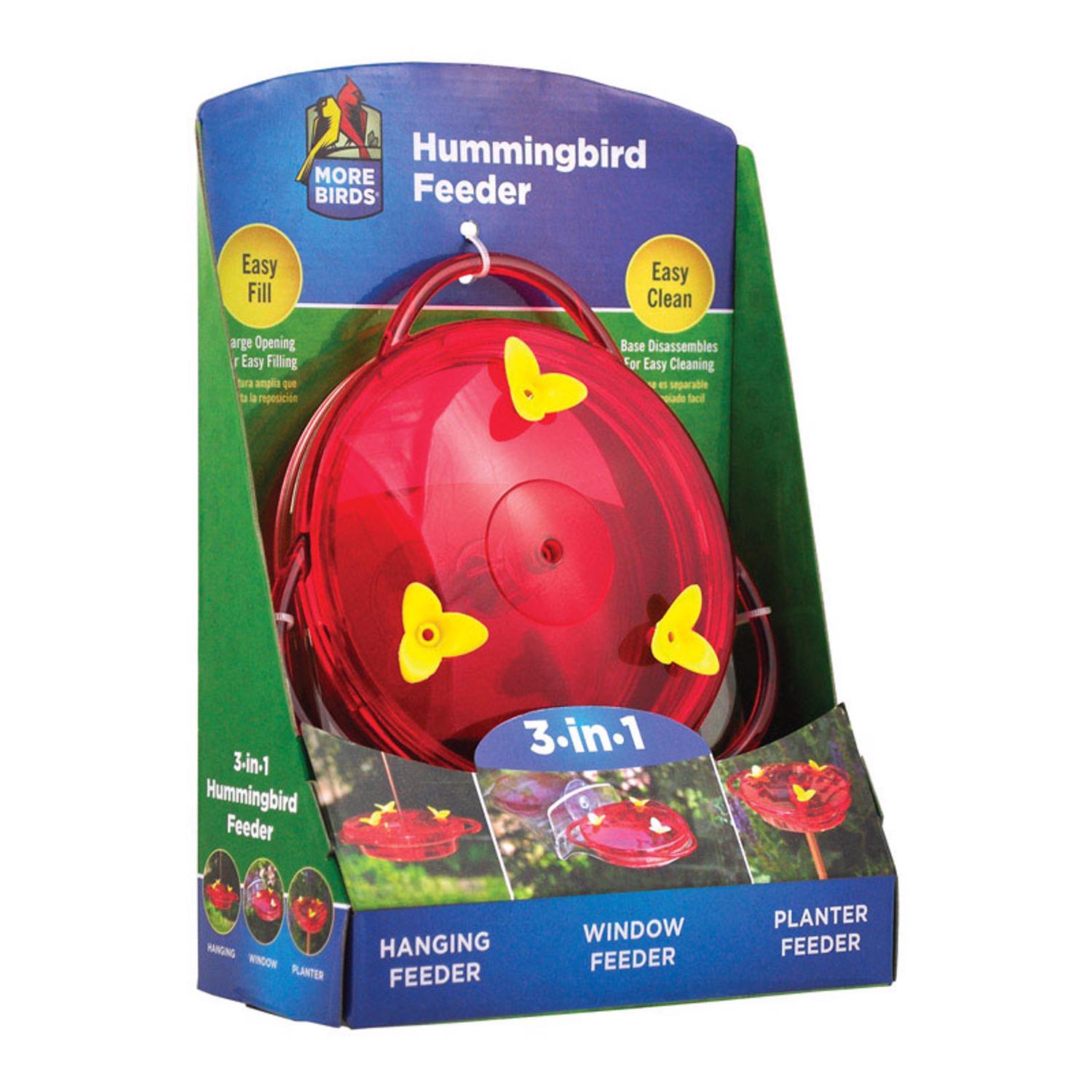 More Birds Hummingbird Plastic 3-in-1 Nectar Bird Feeder 3 ports