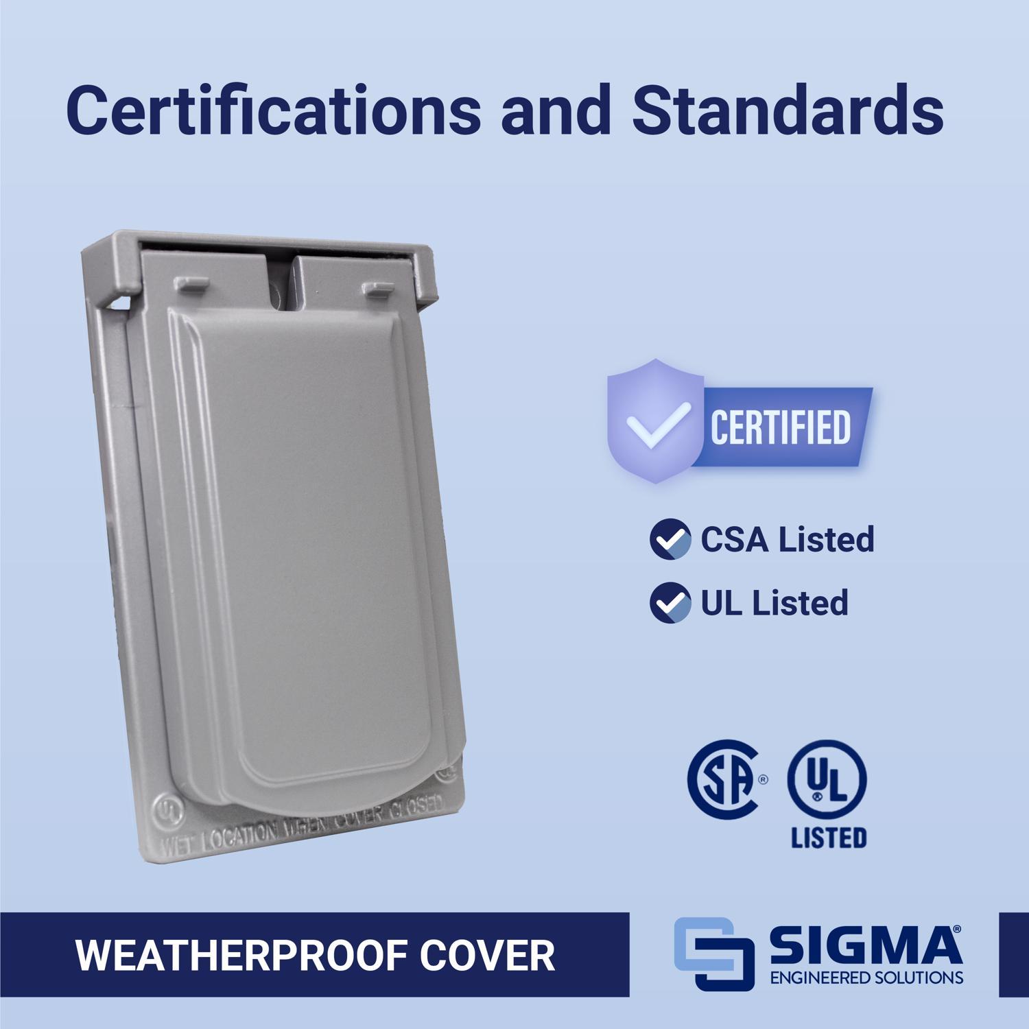 Sigma Engineered Solutions Rectangle Die-Cast Metal 1 gang 4.57 in. H X 2.83 in. W 30/50 Amp Recepta
