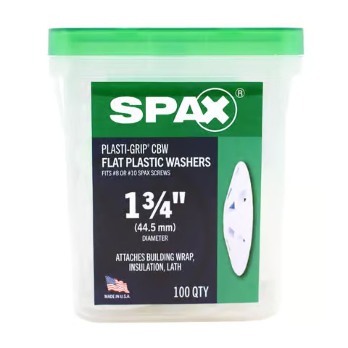 SPAX Plasti-Grip Polypropylene 1-3/4 in. Flat Washer 100 Pack