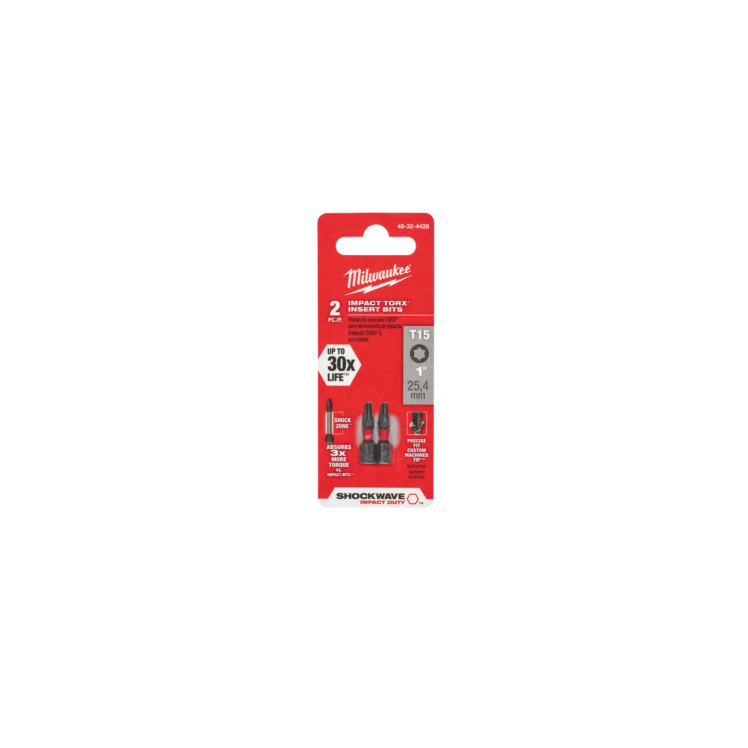 Milwaukee Shockwave Torx T15 X 1 in. L Impact Insert Bit Steel 2 pc
