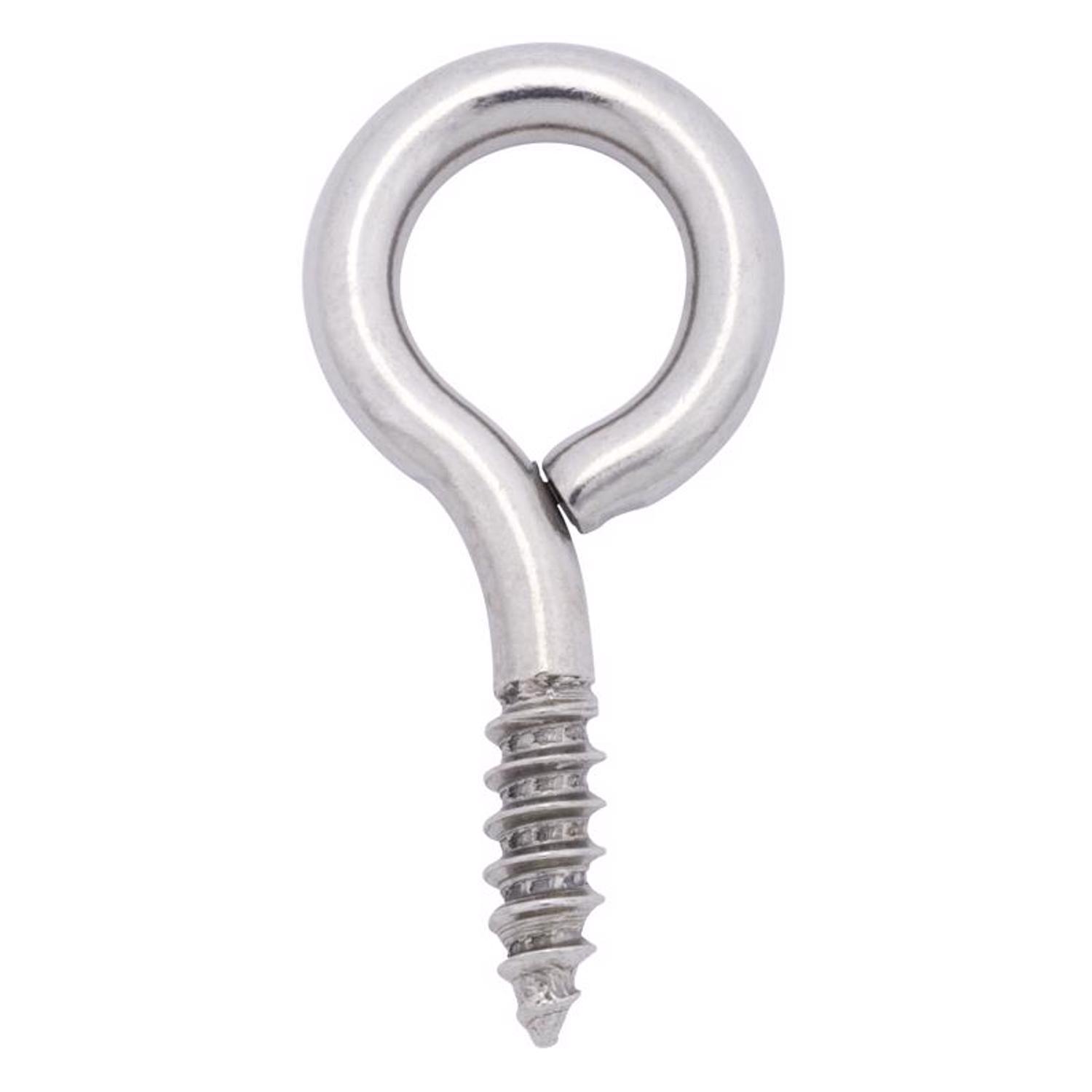 Hampton 9/32 in. D X 2-5/16 in. L Polished Stainless Steel Screw Eye 120 lb. cap. 1 pk