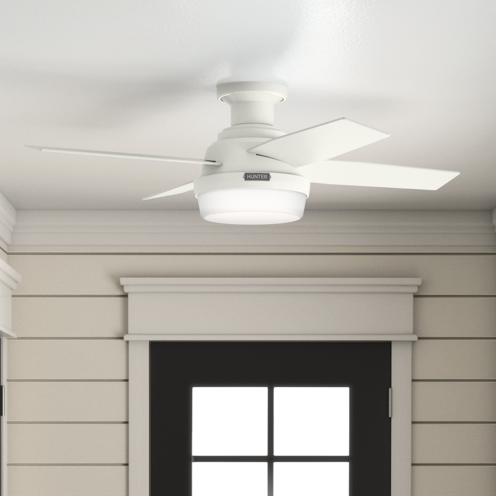 Hunter Dempsey 44 in. Snow White White LED Indoor Ceiling Fan