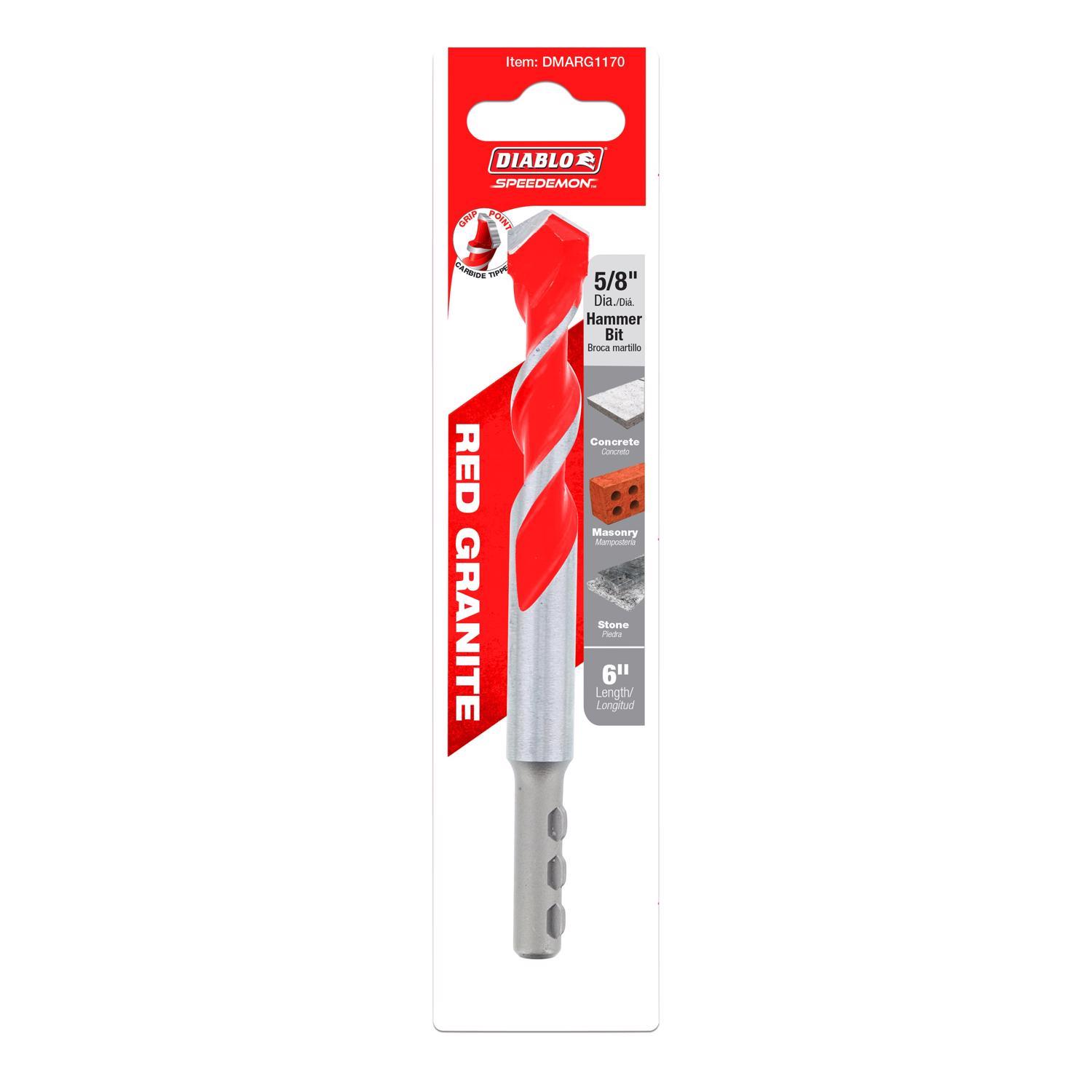 Diablo SPEEDemon 5/8 in. X 6 in. L Carbide Tipped Red Granite Hammer Drill Bit Round Shank 1 pk