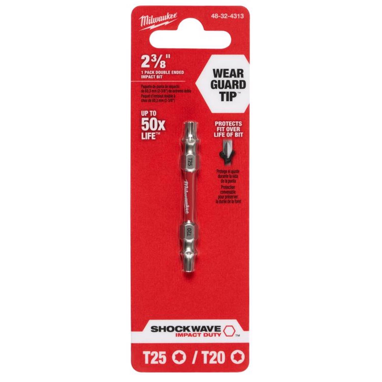 Milwaukee Shockwave Torx T20/T25 X 2-3/8 in. L Impact Double-Ended Power Bit Steel 1 pc