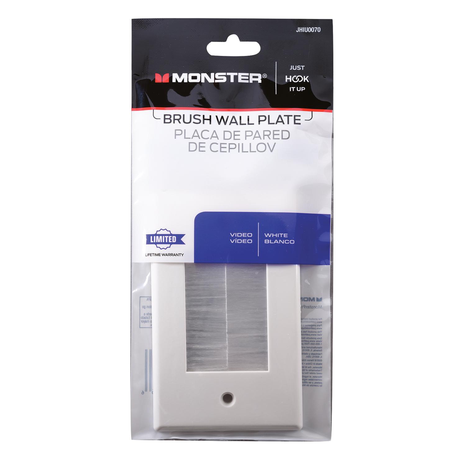 Monster Just Hook It Up White 1 gang Plastic Home Theater Brush Wall Plate 1 pk