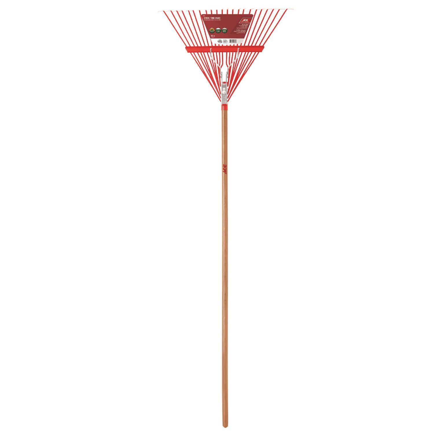 Ace 64.5 in. 22 Tine Steel Rake Wood Handle