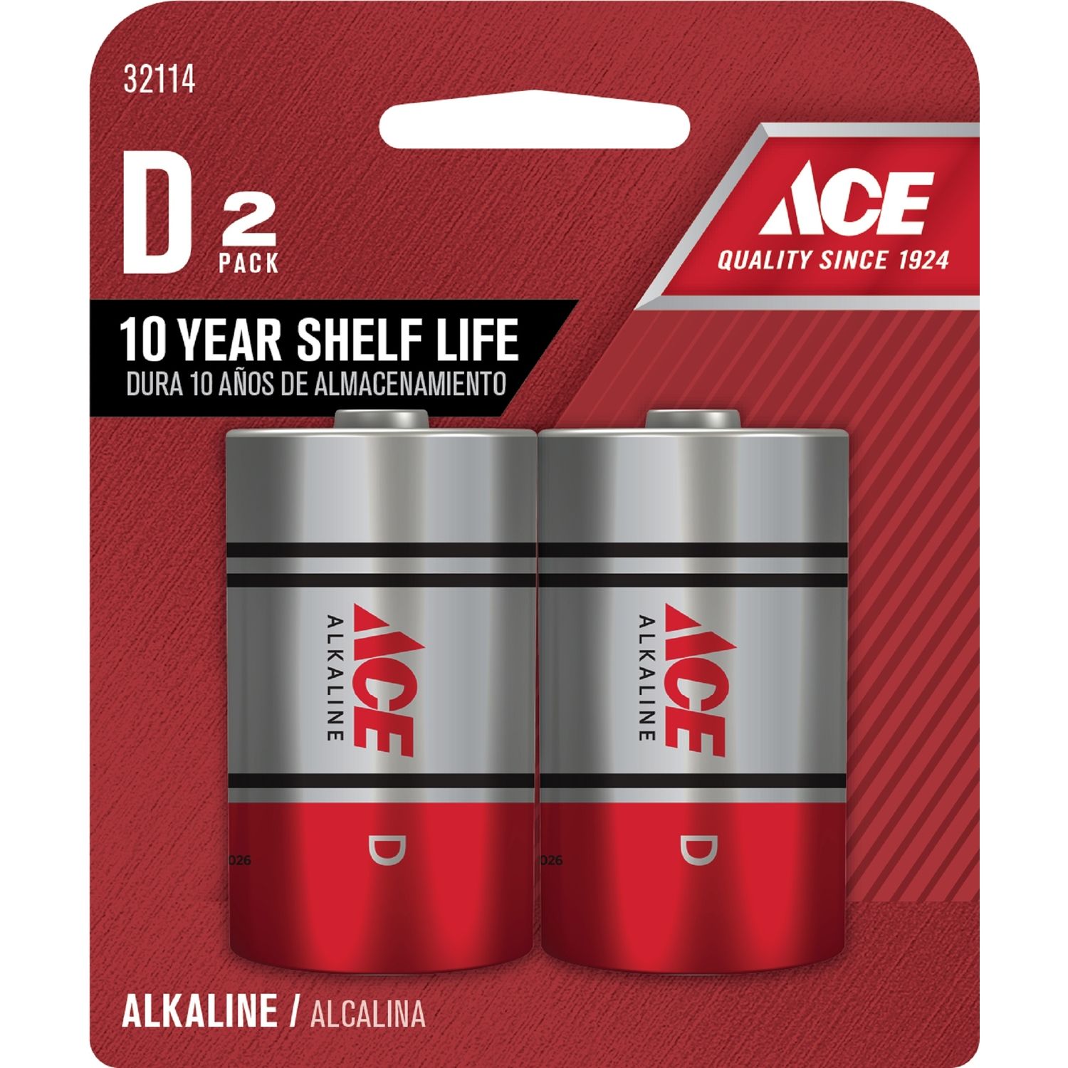 Ace D Alkaline Batteries 1.5 volts 2 pk