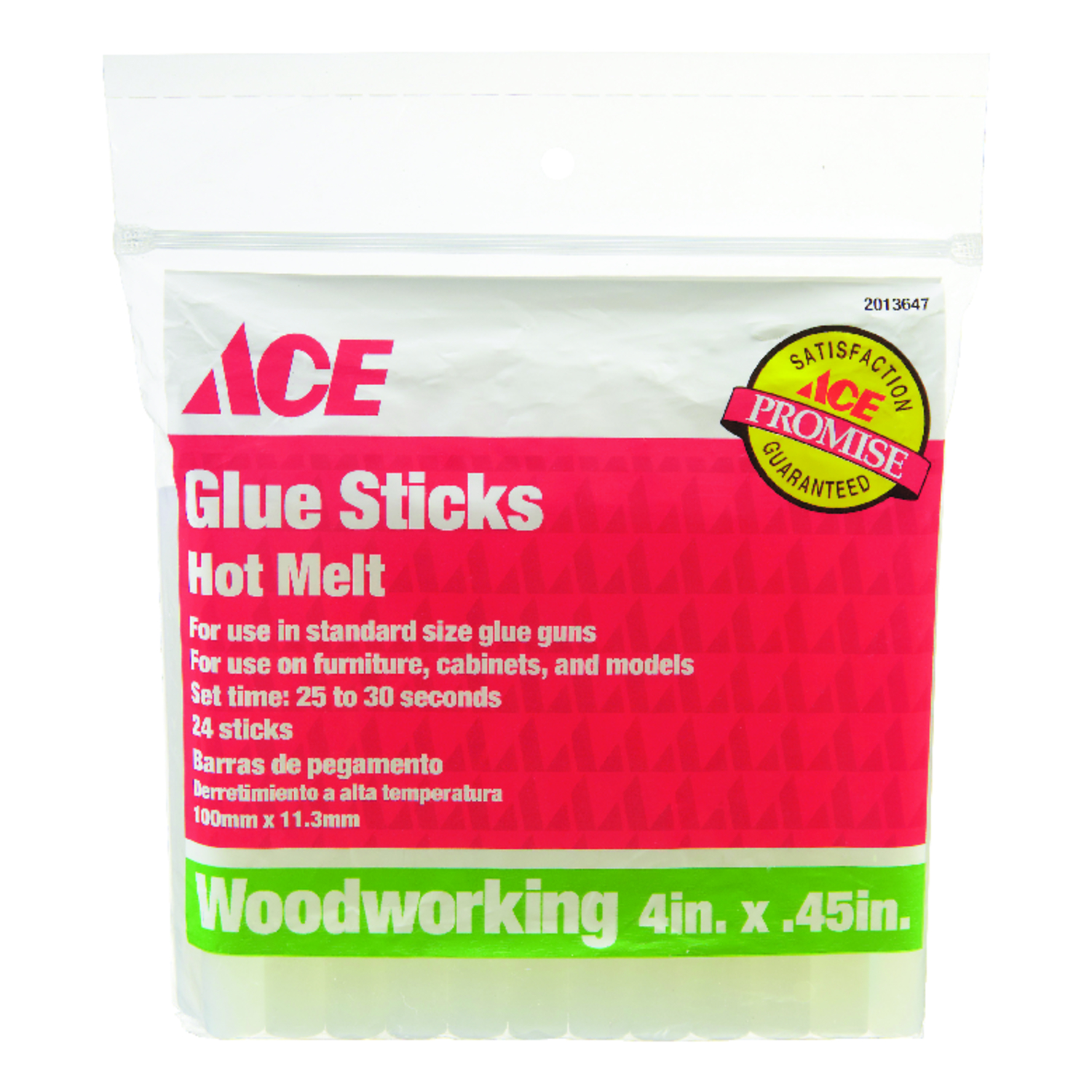 Ace .45 in. D X 4 in. L Woodworking Glue Sticks Clear 24 pk