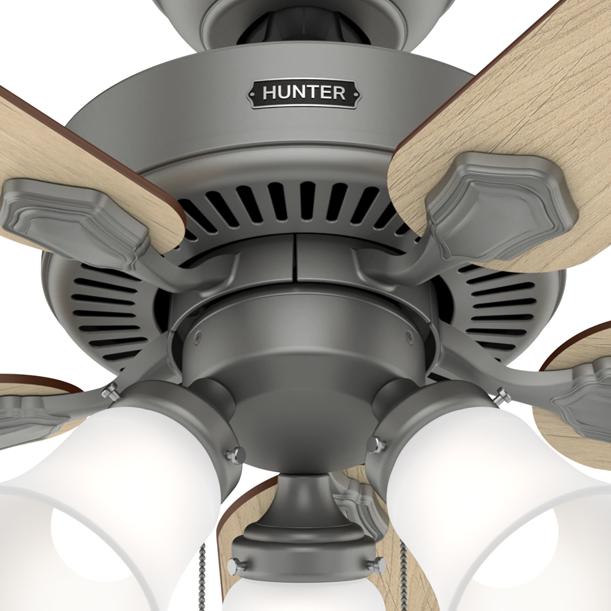 Hunter Fan Swanson 44 inch Matte Silver with Autumn Walnut / Natural Wood Blades Ceiling Fan