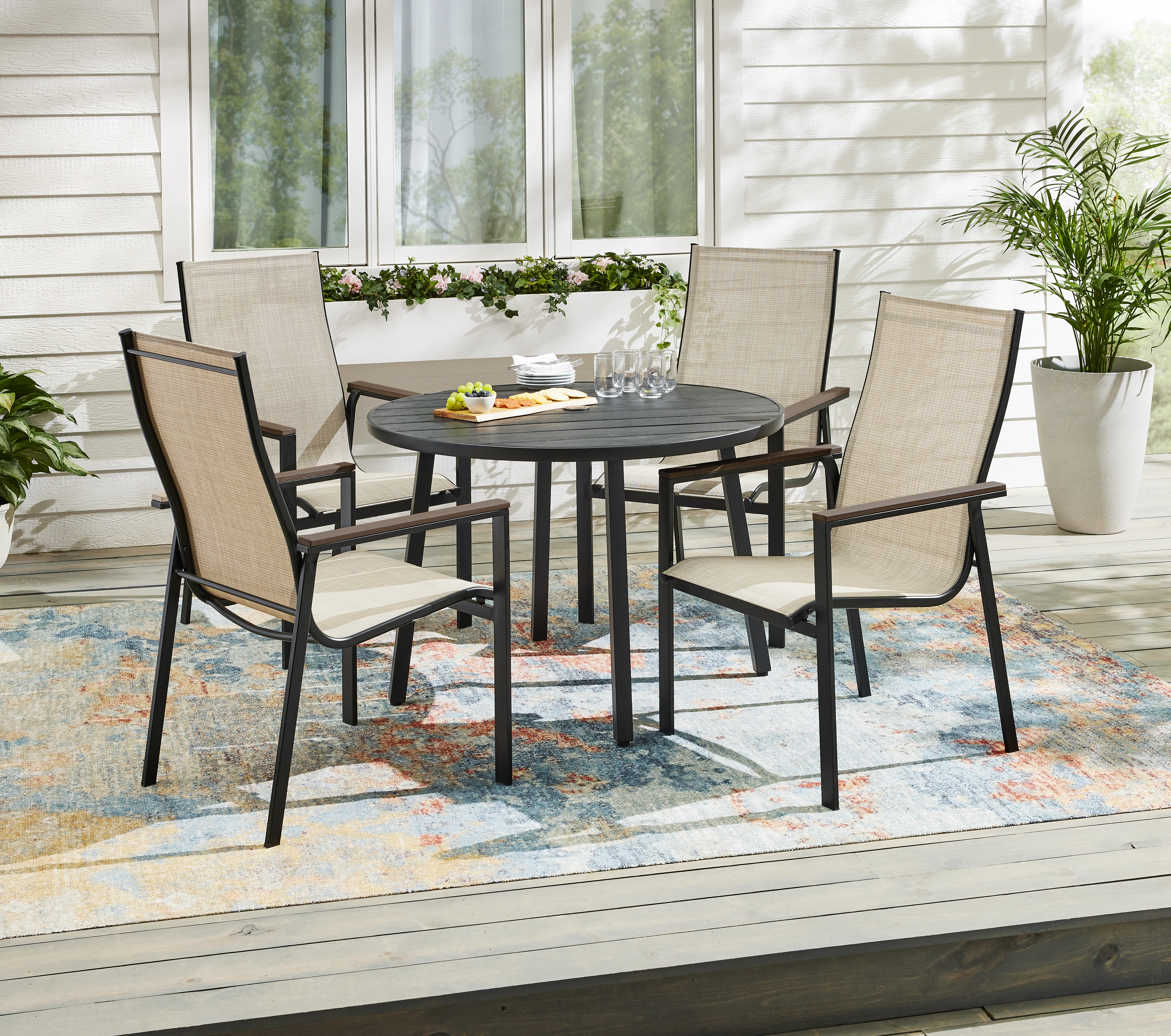Living Accents 5PC Round Dining Set Black/Sling