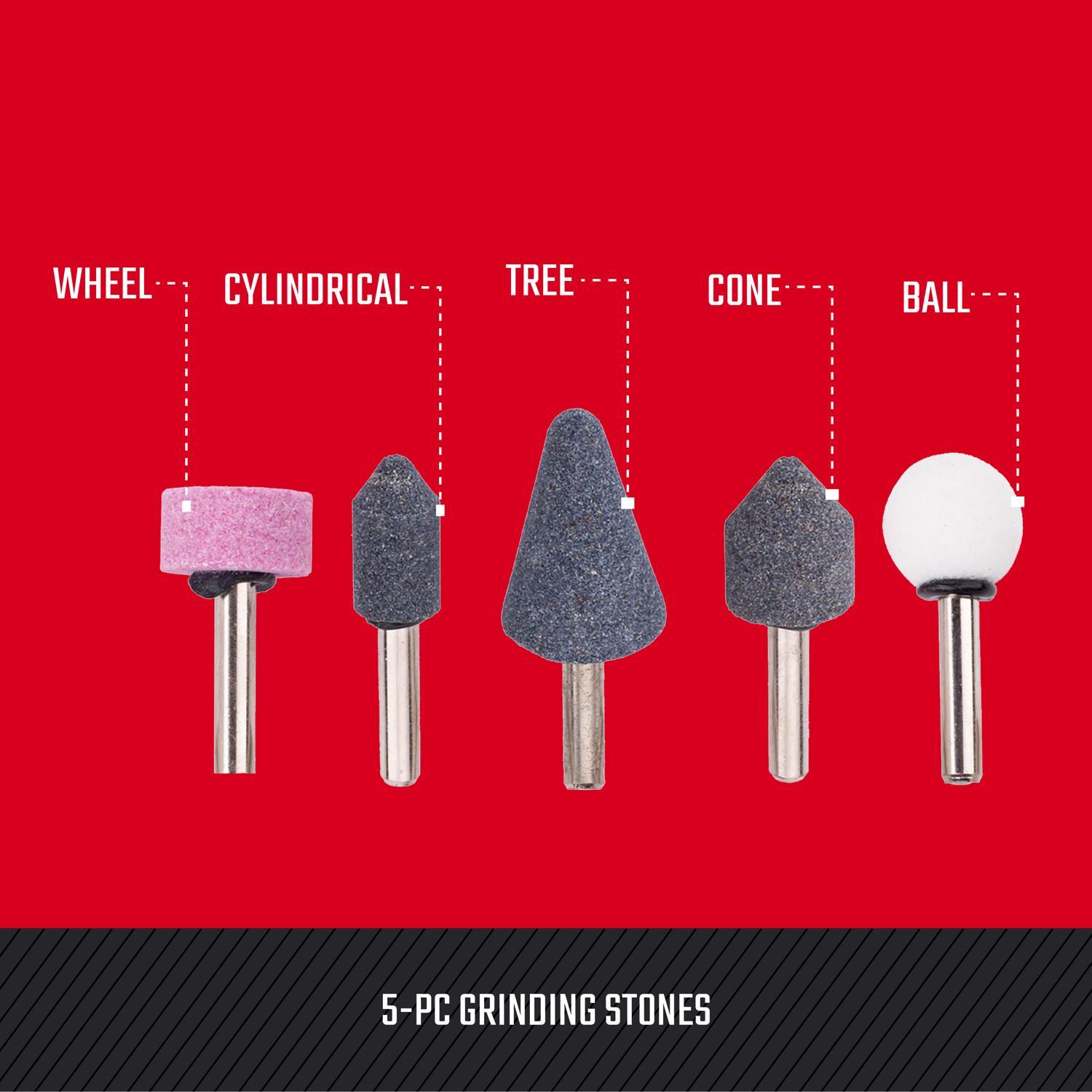 Craftsman Aluminum Oxide Grinding Stone Set Assorted Shapes 25000 rpm 5 pc