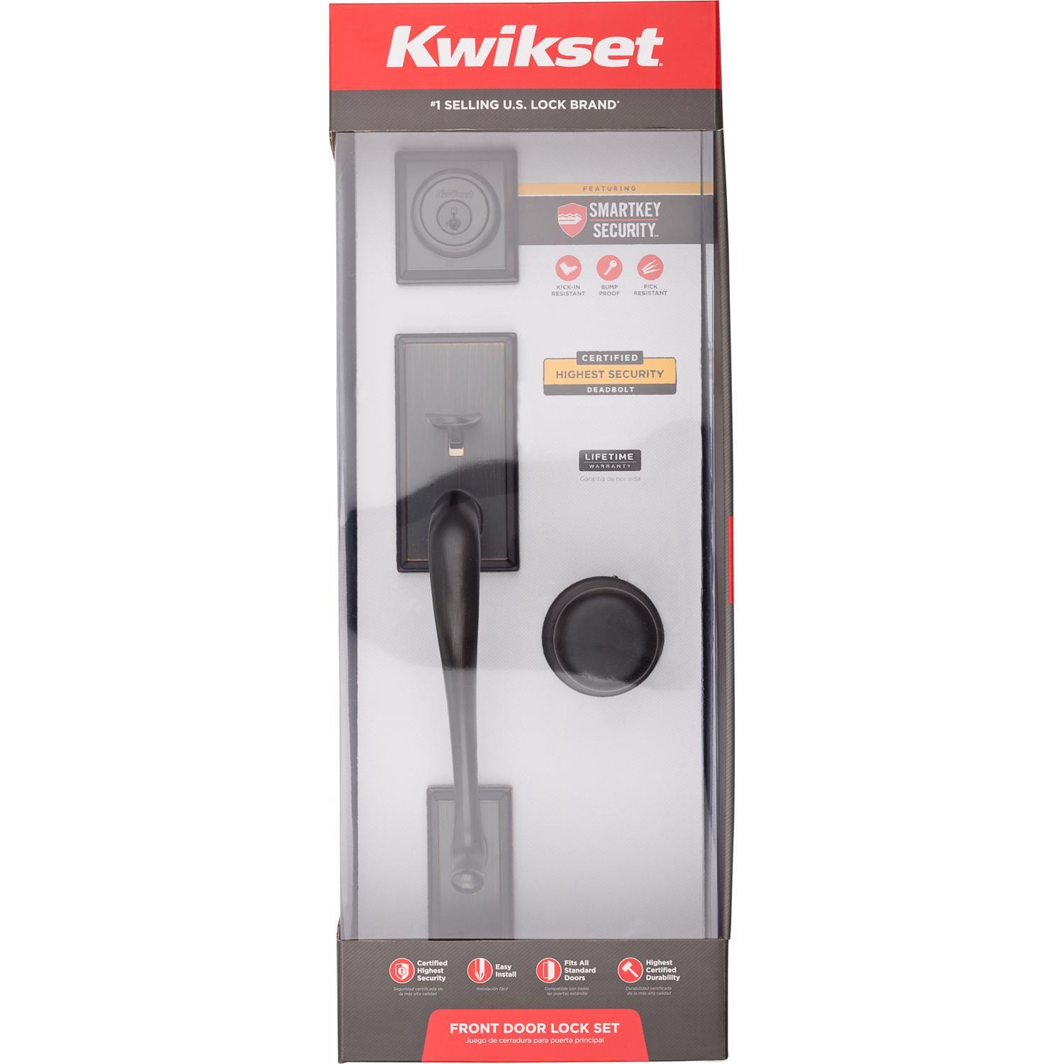 Kwikset SmartKey Hawthorne/Juno Venetian Bronze Entry Handleset KW1 1-3/4 in.