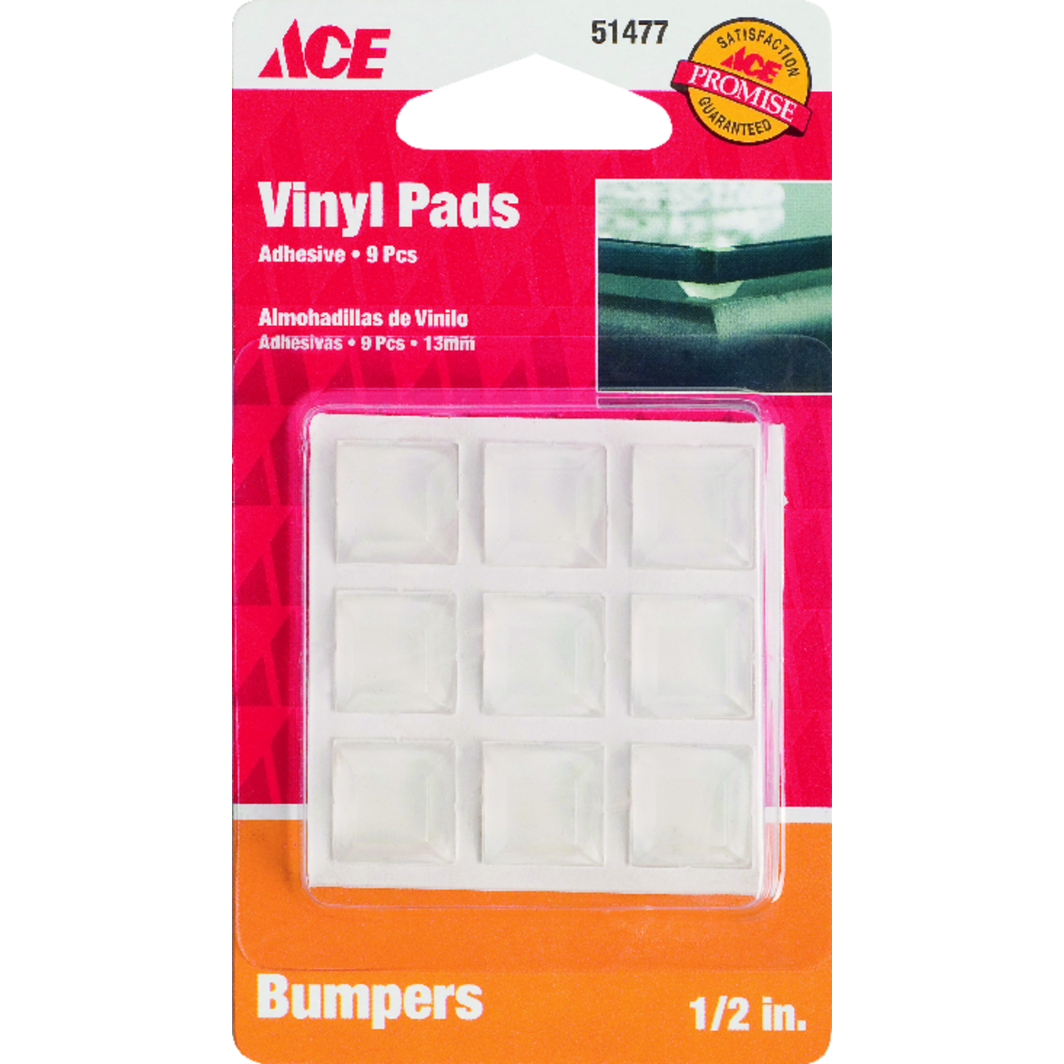 Ace Vinyl Self Adhesive Bumper Pad Clear Square 1/2 in. W X 1/2 in. L 1 pk