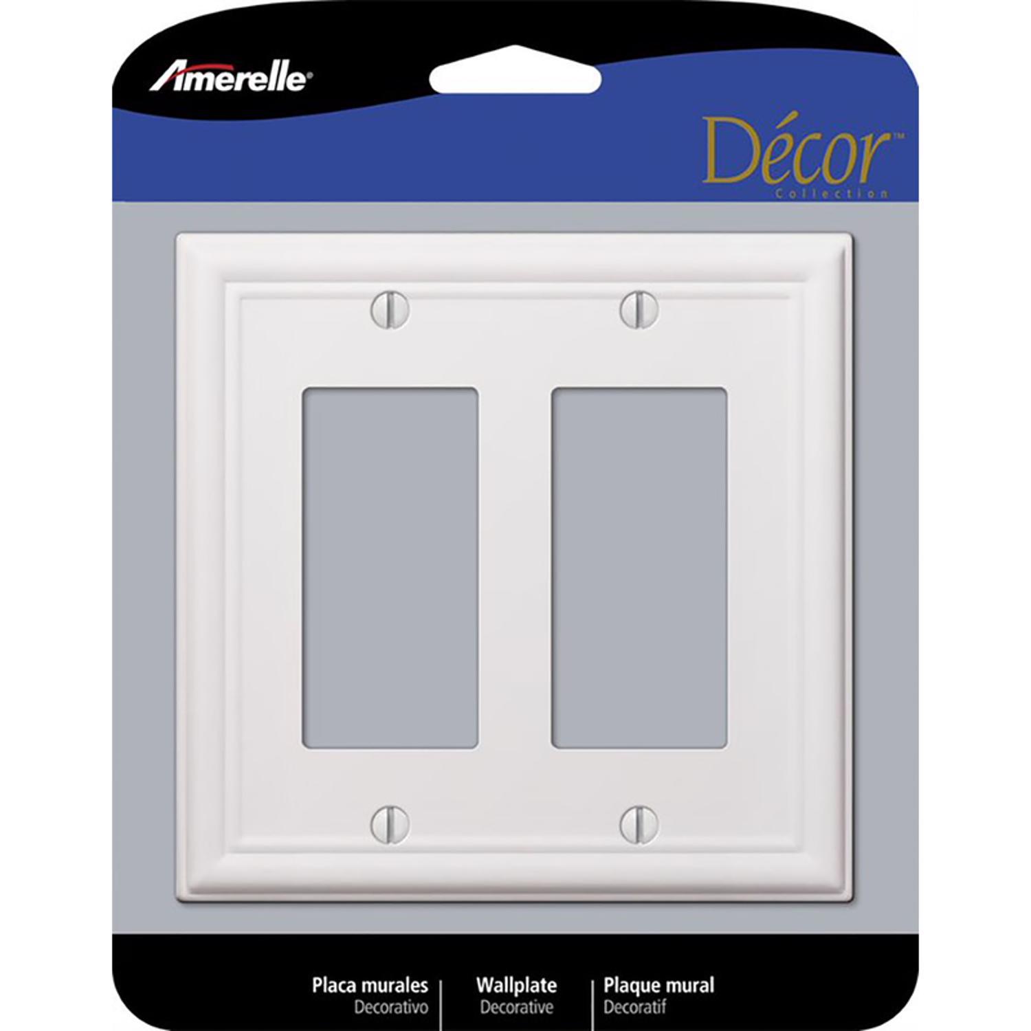 Amerelle Chelsea White 2 gang Stamped Steel Decorator Wall Plate 1 Pack