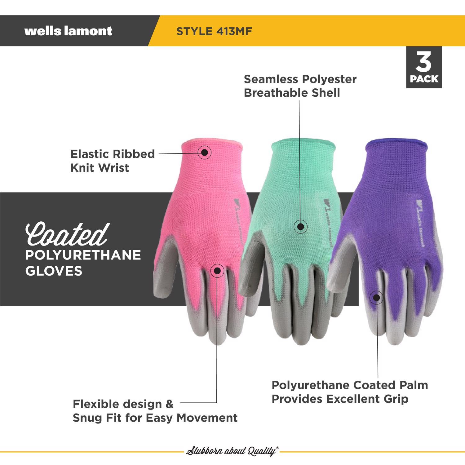 Wells Lamont Women's Outdoor Palm Gloves Assorted M 3 pair