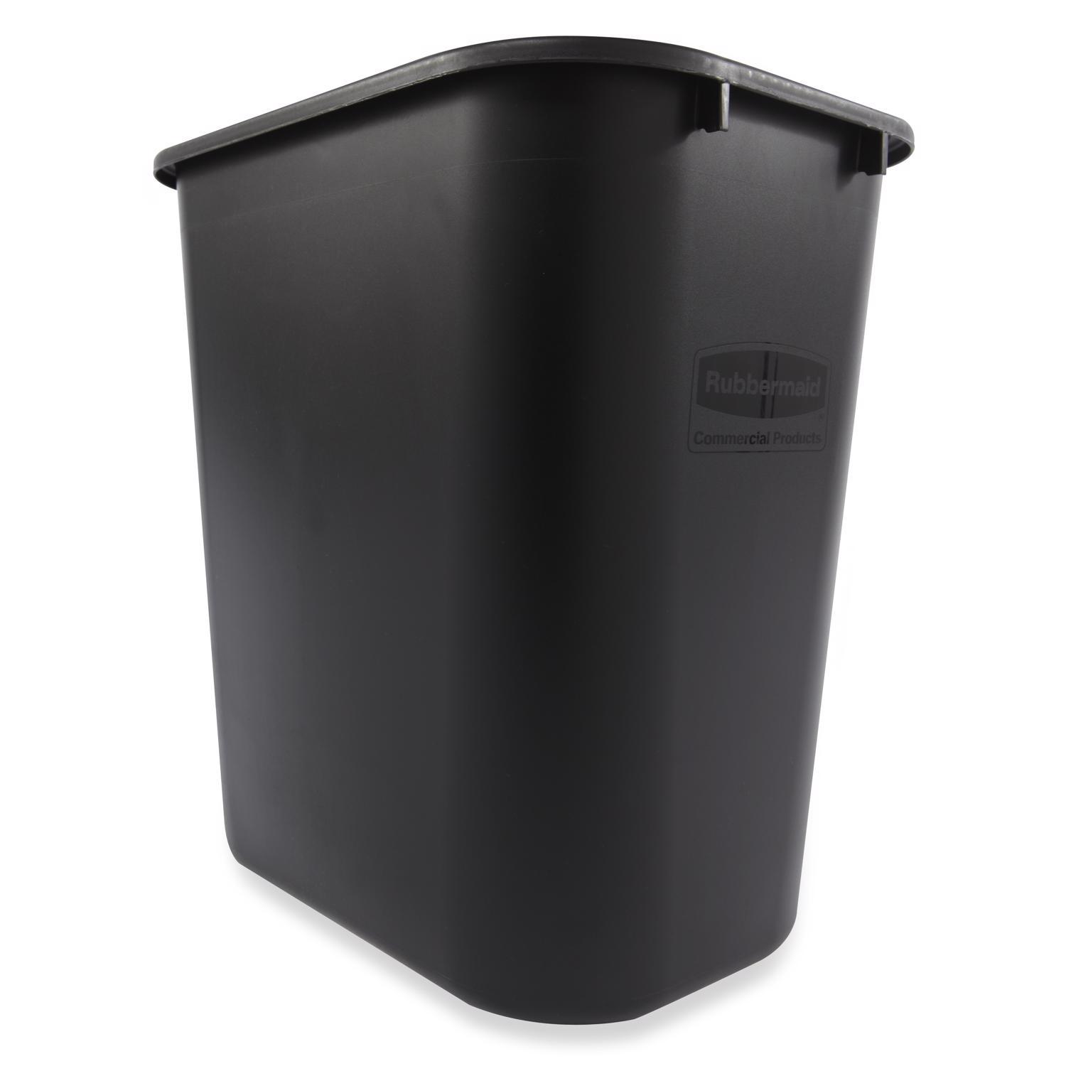 Rubbermaid 7 gal Black Plastic Open Top Wastebasket