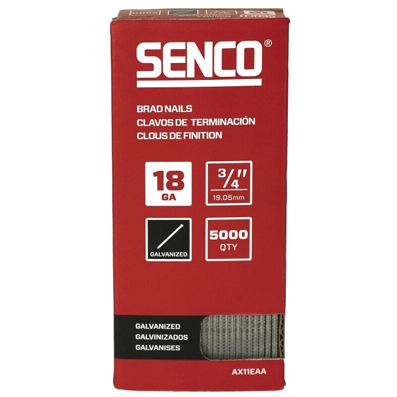 Senco Nail, 3/4 in. L, 18, Steel, Electro-Galvanized, Brad, Medium Head, Smooth Shank