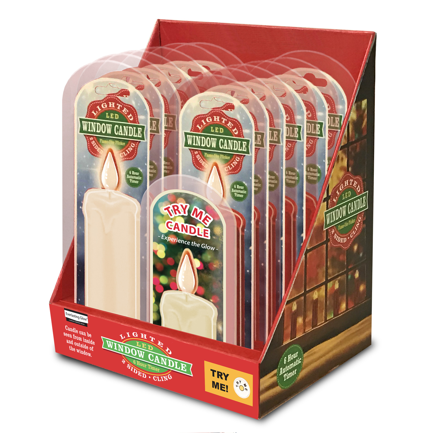 Gerson White Window Cling Candle Indoor Christmas Decor 10 in.