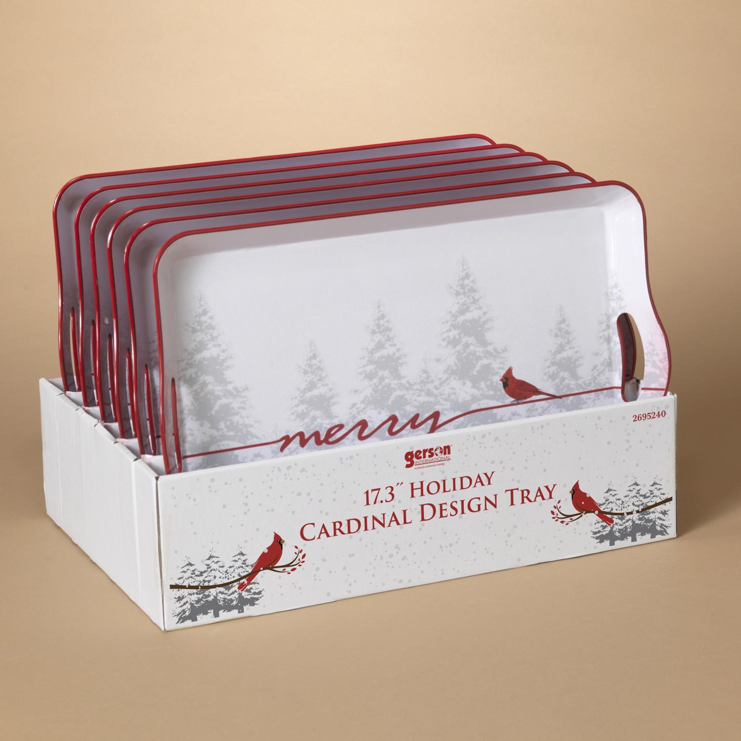 Gerson White Merry Cardinal Tray