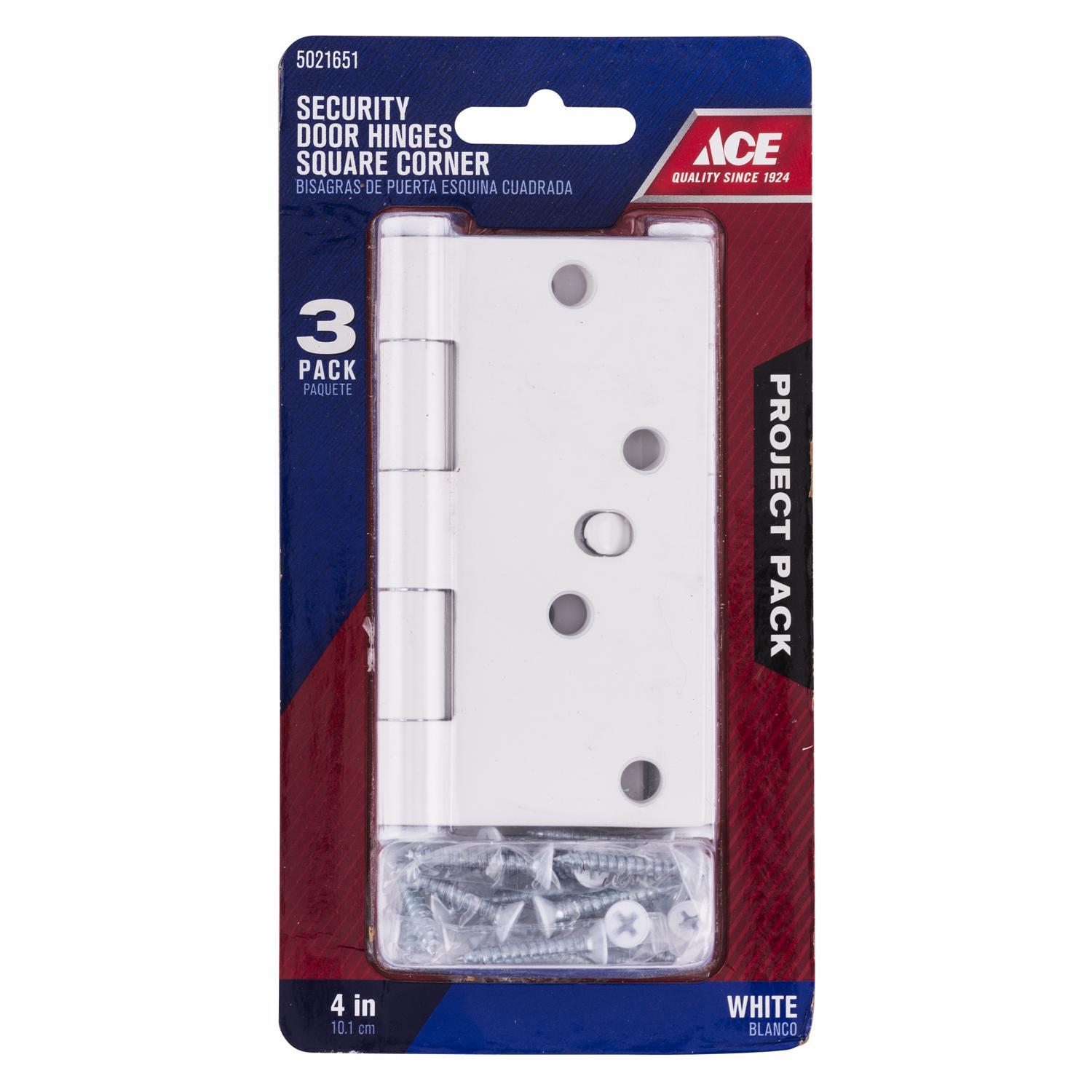 Ace 4 in. L White Residential Door Hinge 3 pk