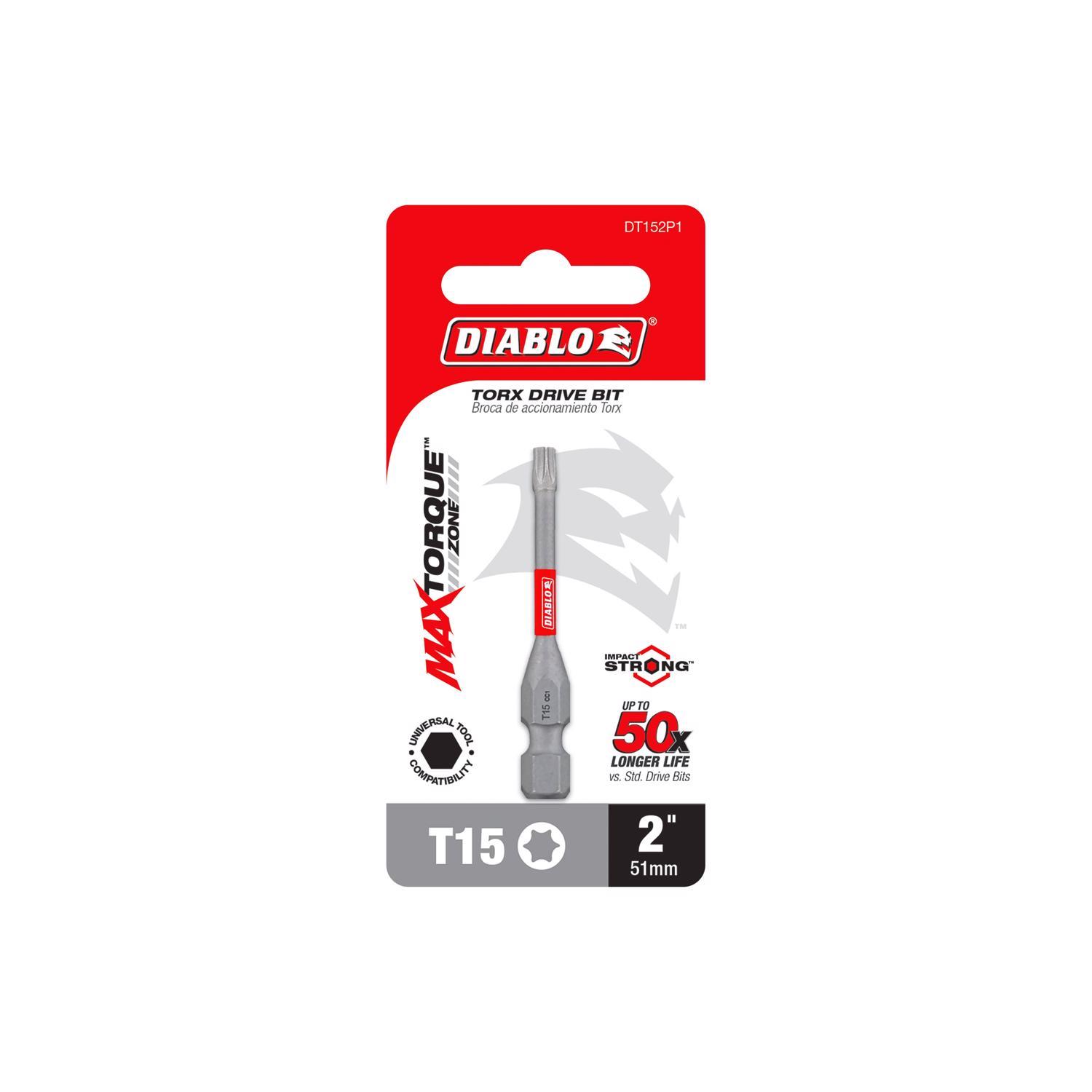 Diablo Torx #15 X 2 in. L Driver Bit Black Oxide 1 pc