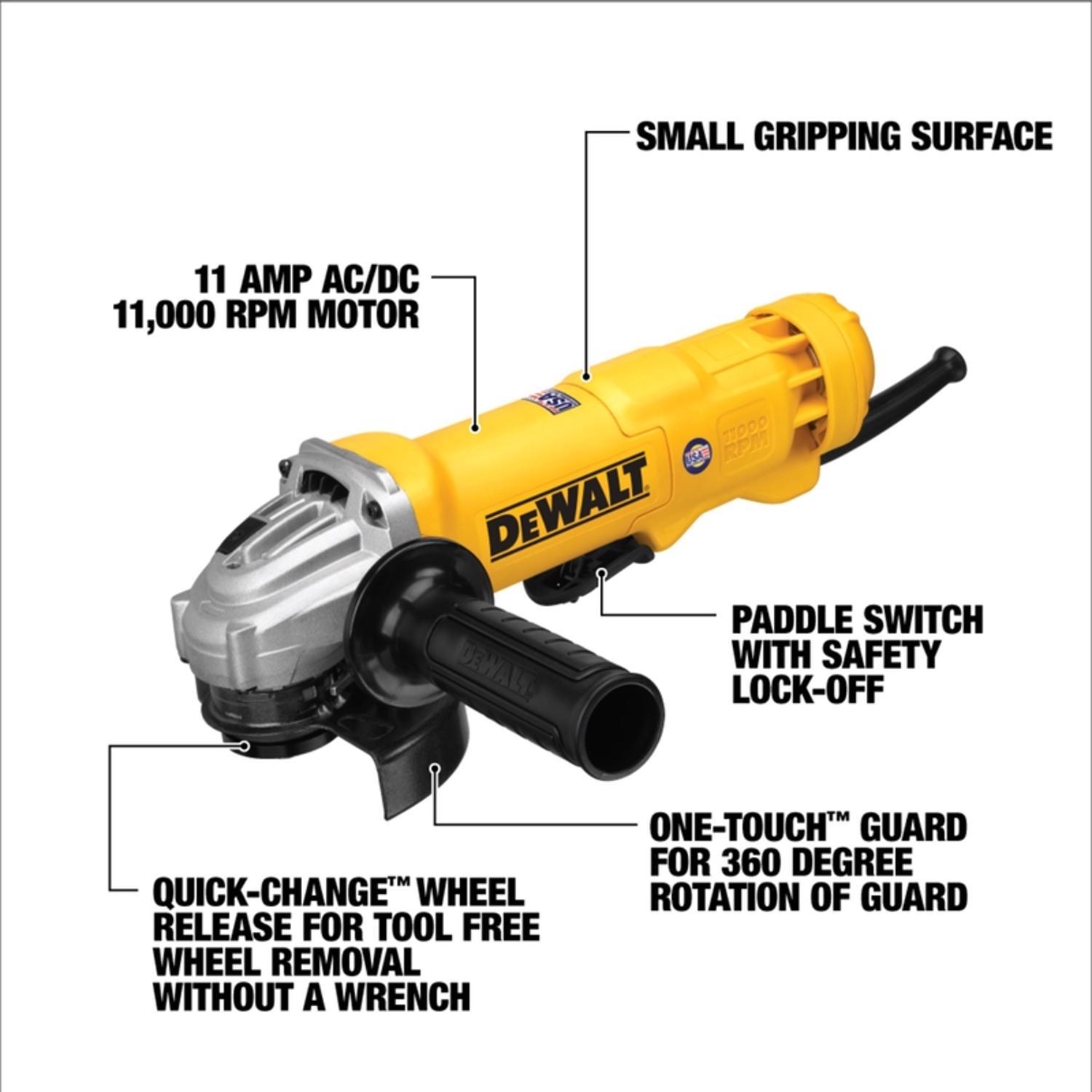 DEWALT 11 amps Corded 4-1/2 in. Small Angle Grinder