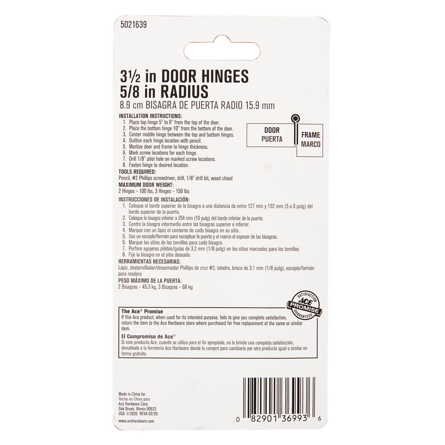 Ace 3-1/2 in. L White Residential Door Hinge 3 pk