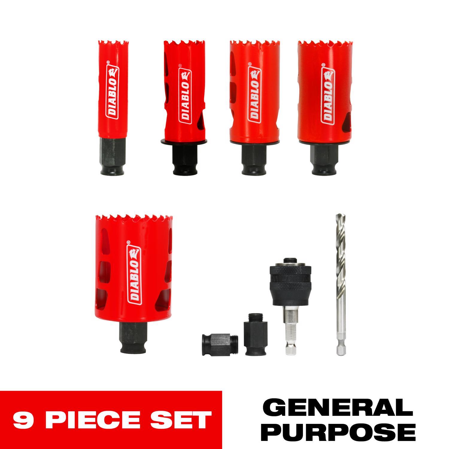 Diablo Snap-Lock Plus Bi-Metal Diablo Mandrel Hole Saw Kit 9 pc