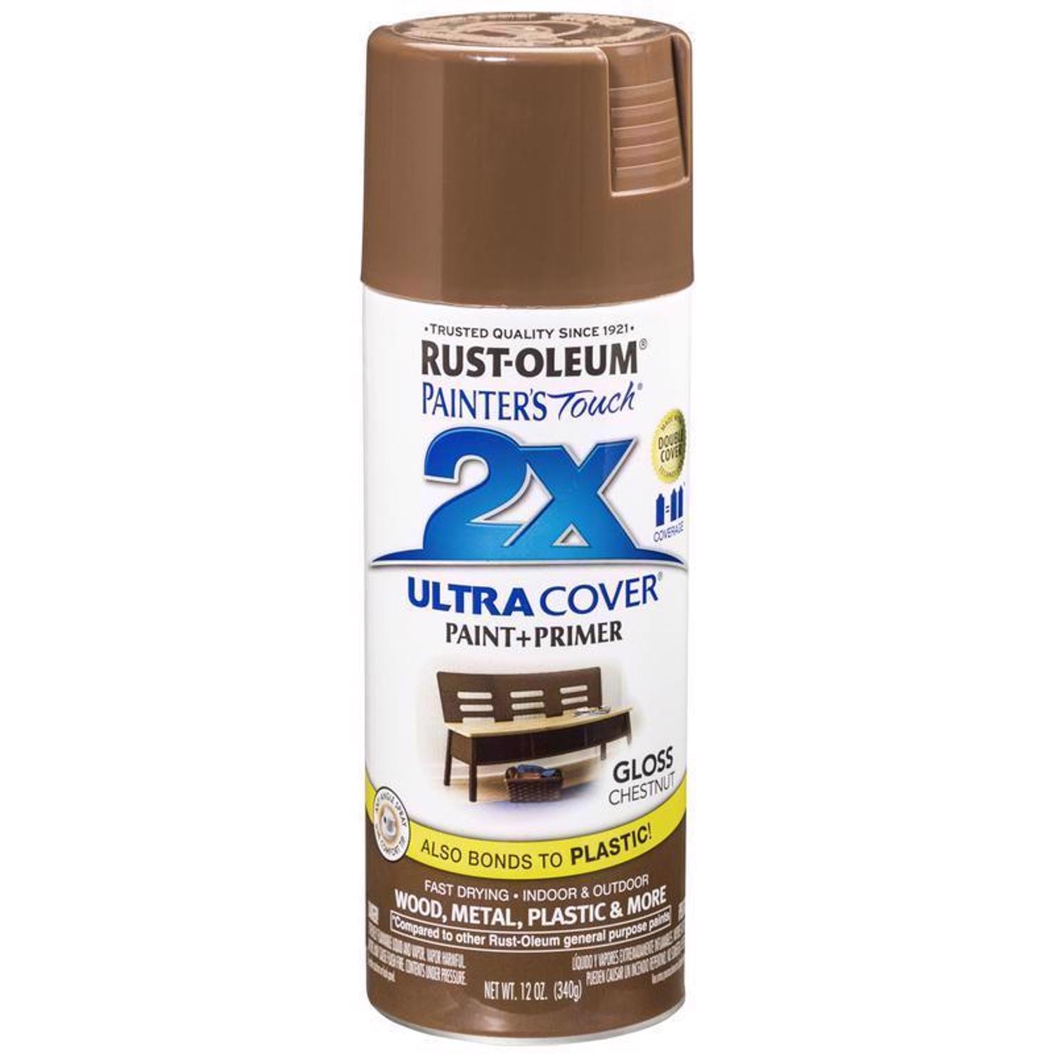 Rust-Oleum Painter's Touch 2X Ultra Cover Gloss Chestnut Paint+Primer Spray Paint 12 oz