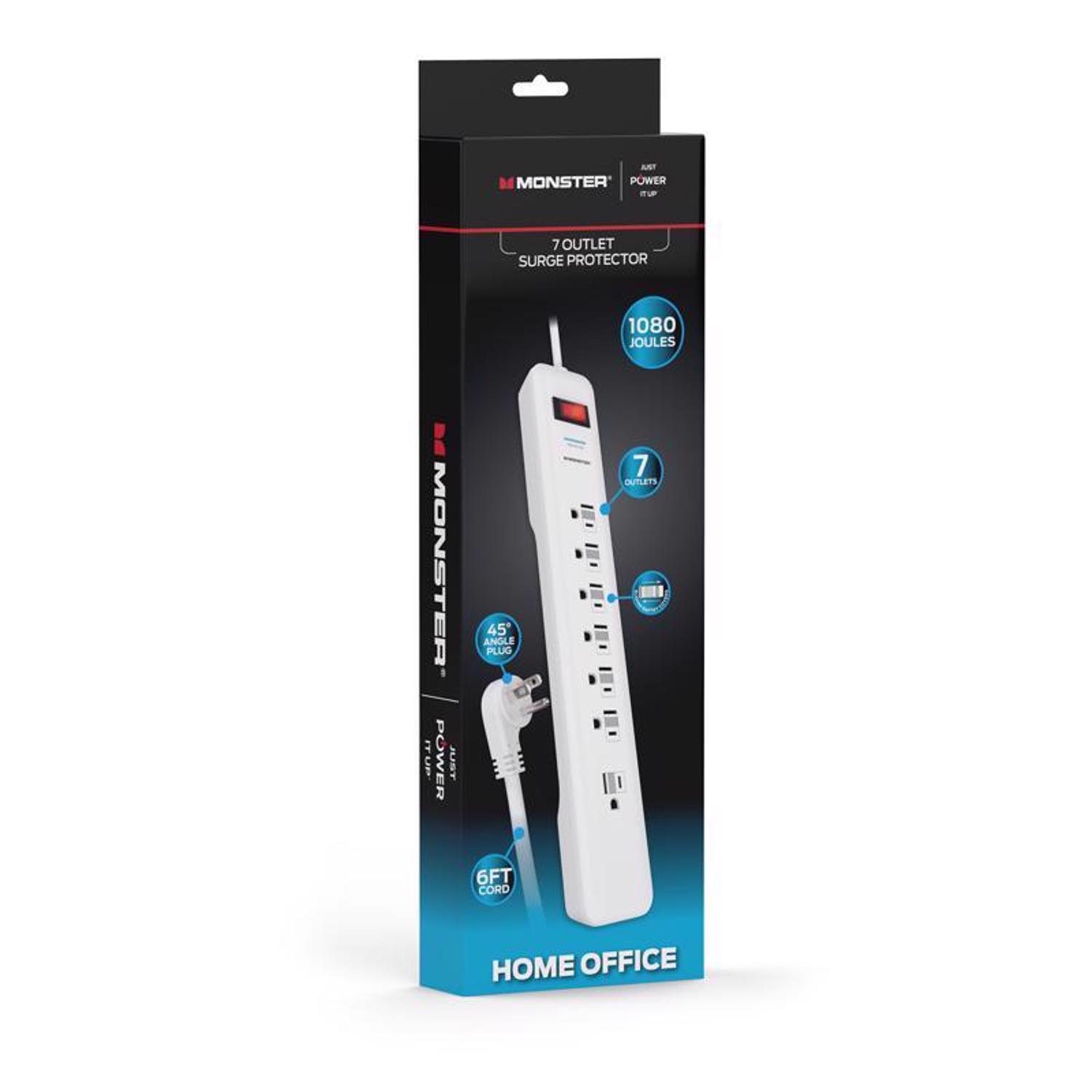 Monster Just Power It Up 6 ft. L 7 outlets Surge Protector White 1080 J