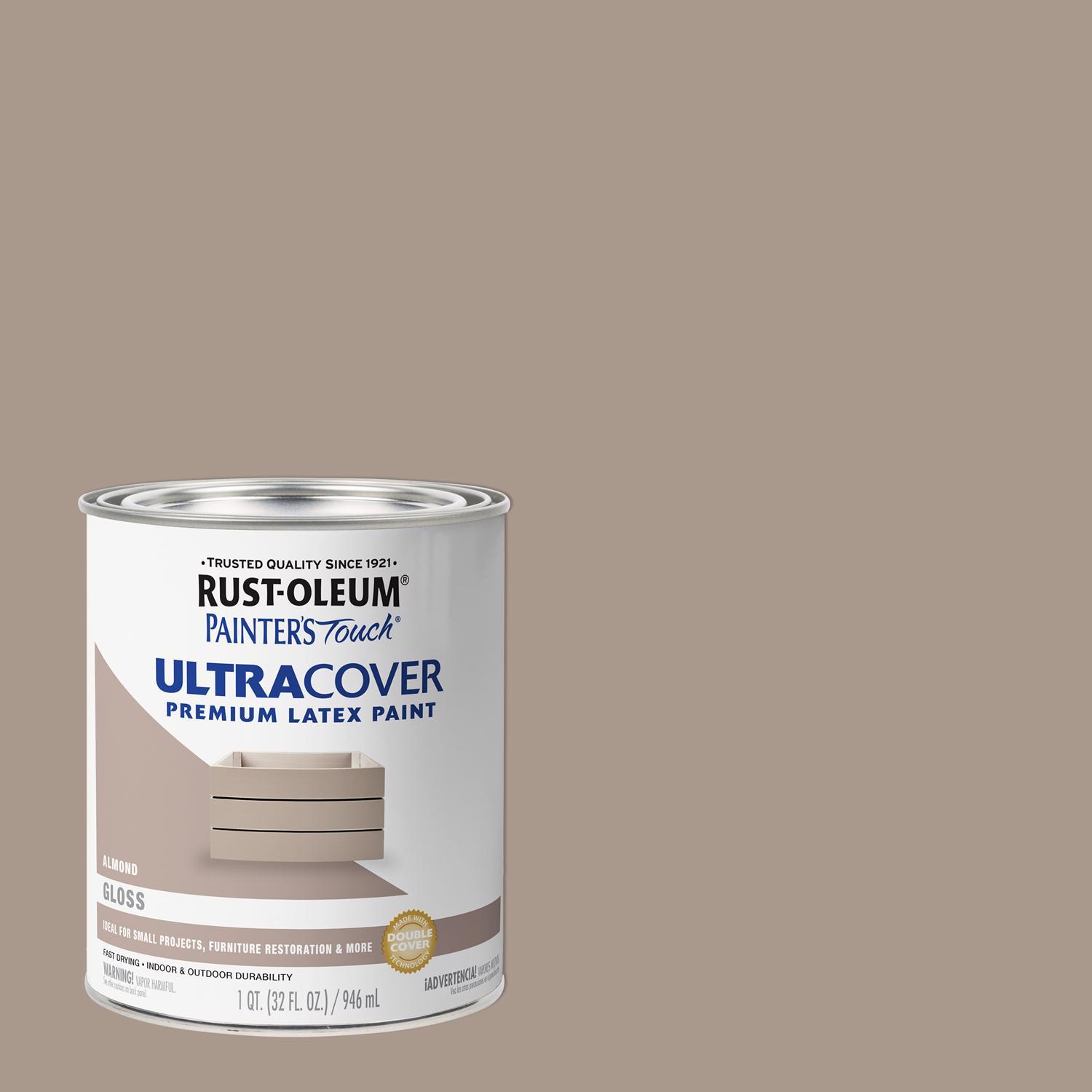 Rust-Oleum Painters Touch Ultra Cover Gloss Almond Water-Based Paint Exterior and Interior 1 qt