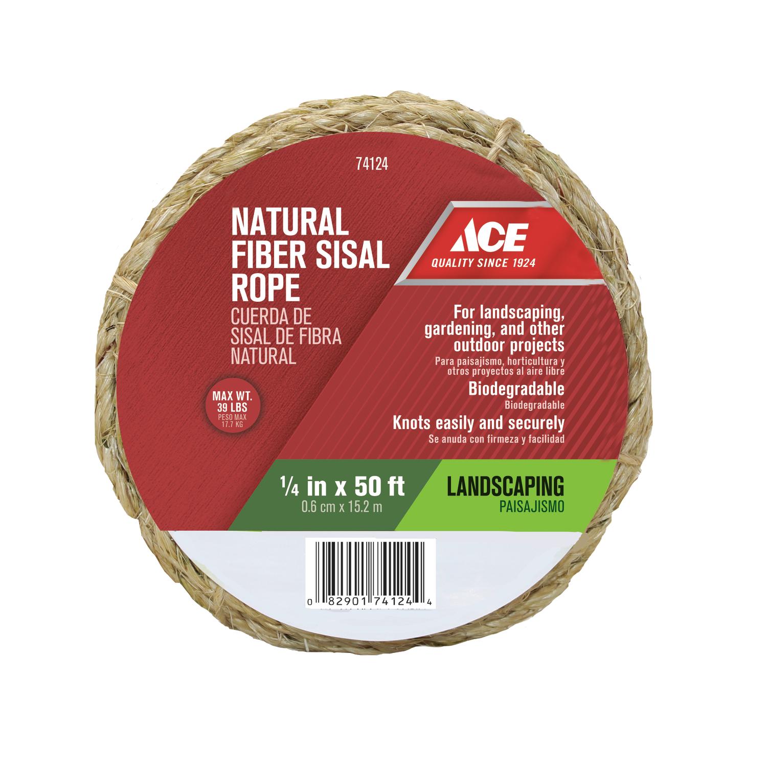 Ace 1/4 in. D X 50 ft. L Natural Twisted Sisal Rope