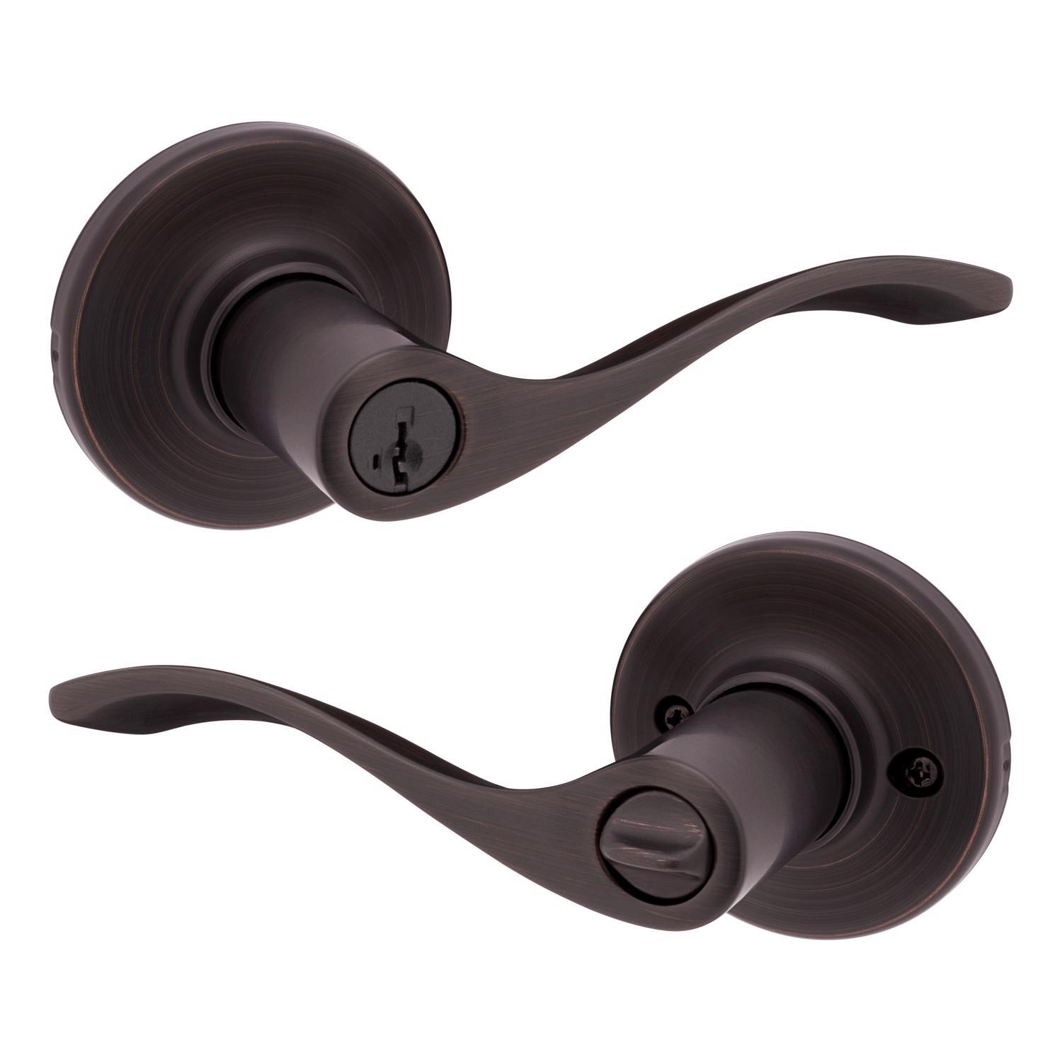 Kwikset SmartKey Security Wave Venetian Bronze Entry Door Knob KW1 1-3/4 in.