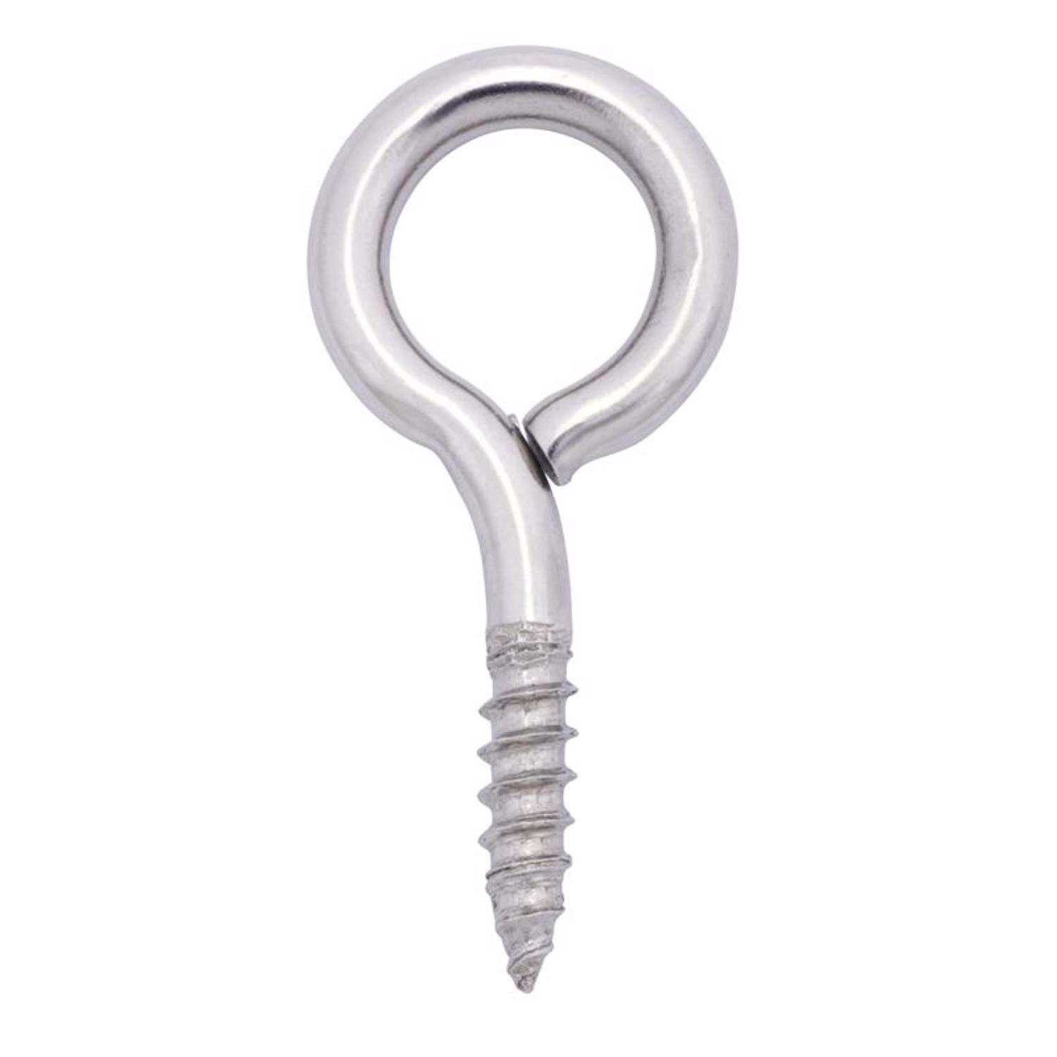 Hampton 3/16 in. D X 1-5/8 in. L Polished Stainless Steel Screw Eye 60 lb. cap. 1 pk