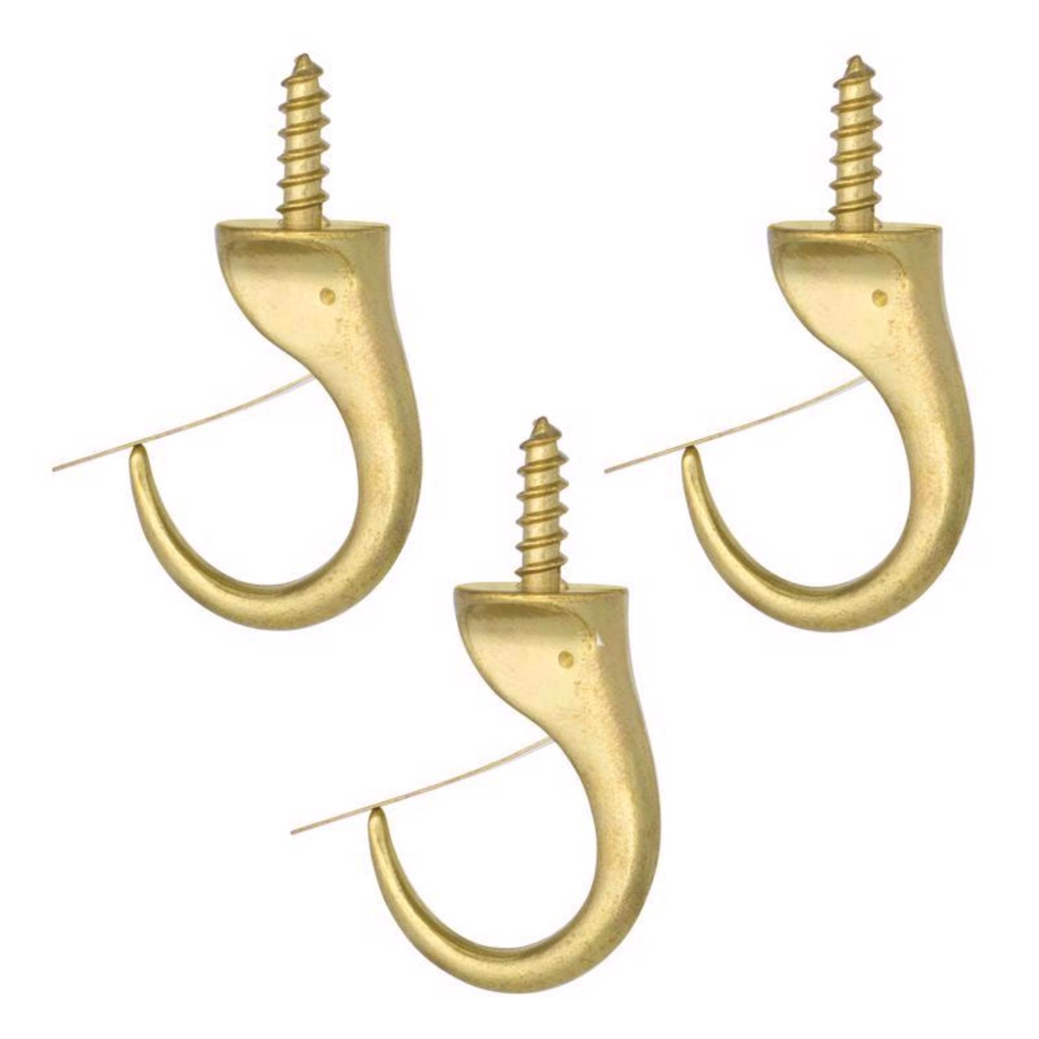 Ace Small Polished Brass Green Brass 1.9375 in. L Cup Hook 25 lb 3 pk
