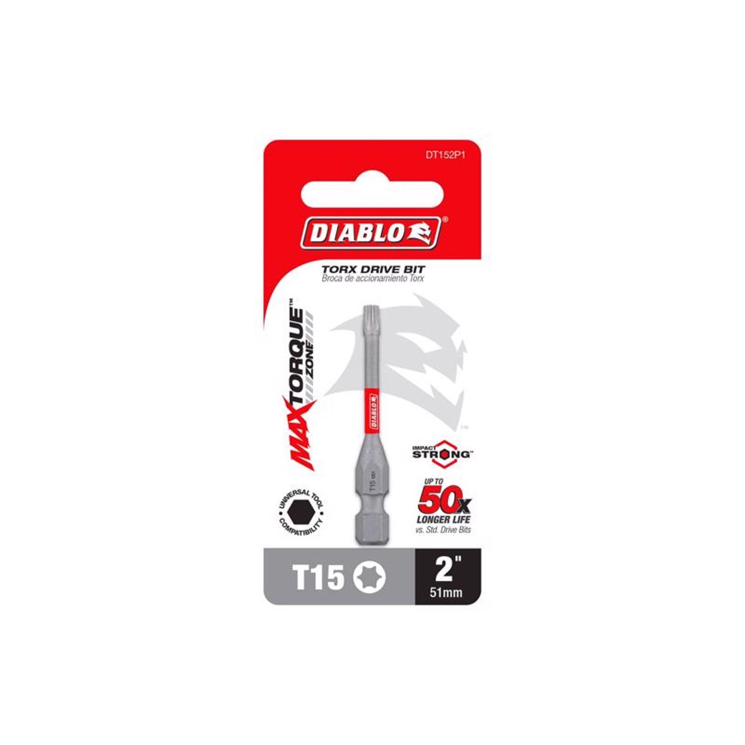 Diablo Torx #15 X 2 in. L Driver Bit Black Oxide 1 pc