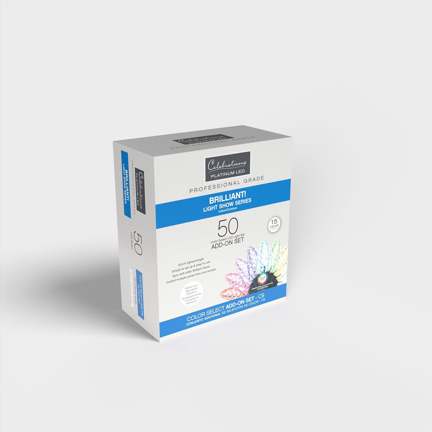 Celebrations Platinum LED C9 RGBW 50 ct String Smart-Enabled Christmas Lights 33.33 ft.