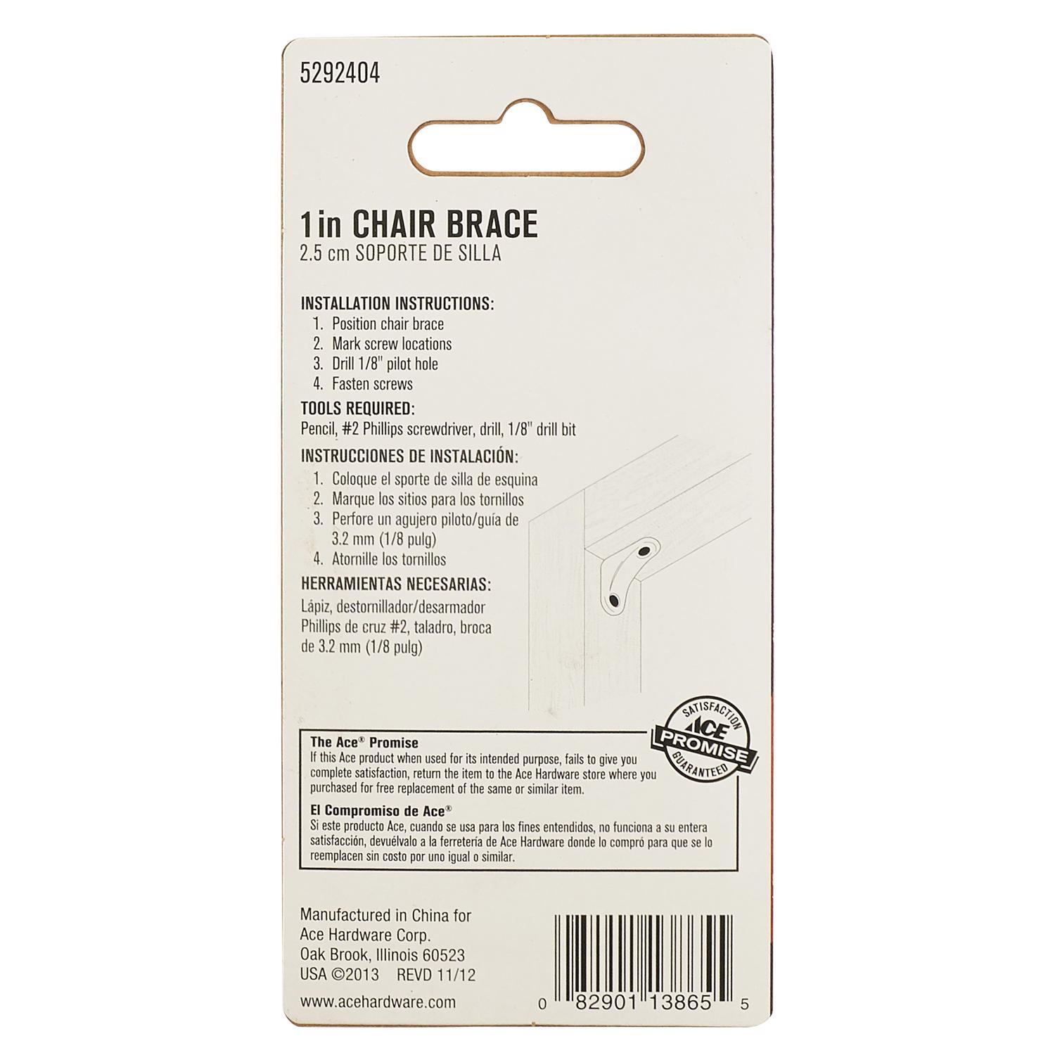 Ace 1 in. H X 2.75 in. W X 1 in. D Zinc Inside Chair Brace