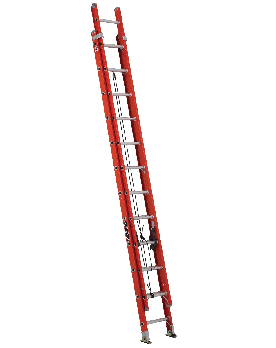 24 ft Louisville FE3224 Fiberglass Extension Ladder, Type IA, 300 lb Load Capacity