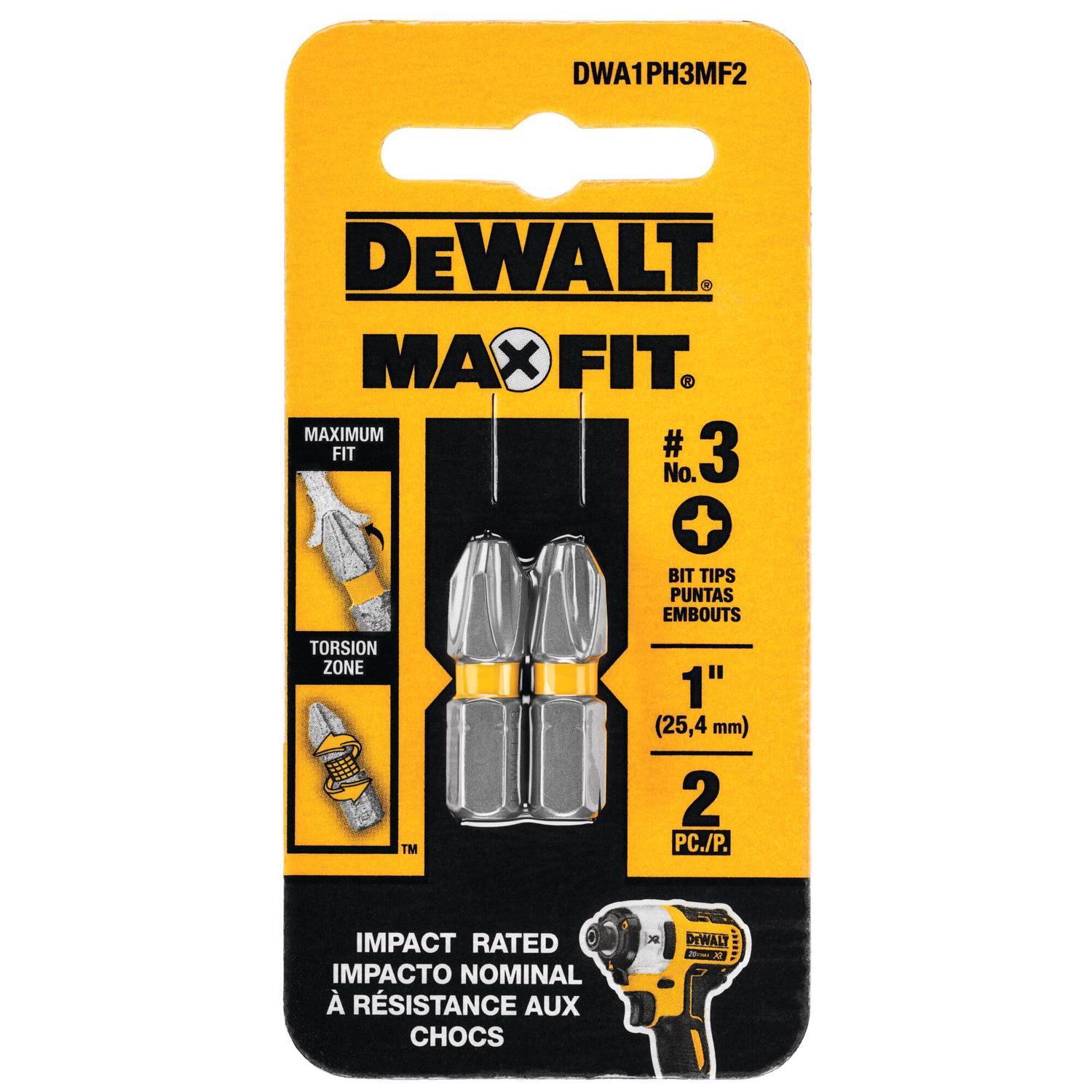 DEWALT Max Fit Phillips #3 X 1 in. L Screwdriver Bit Set Steel 2 pk
