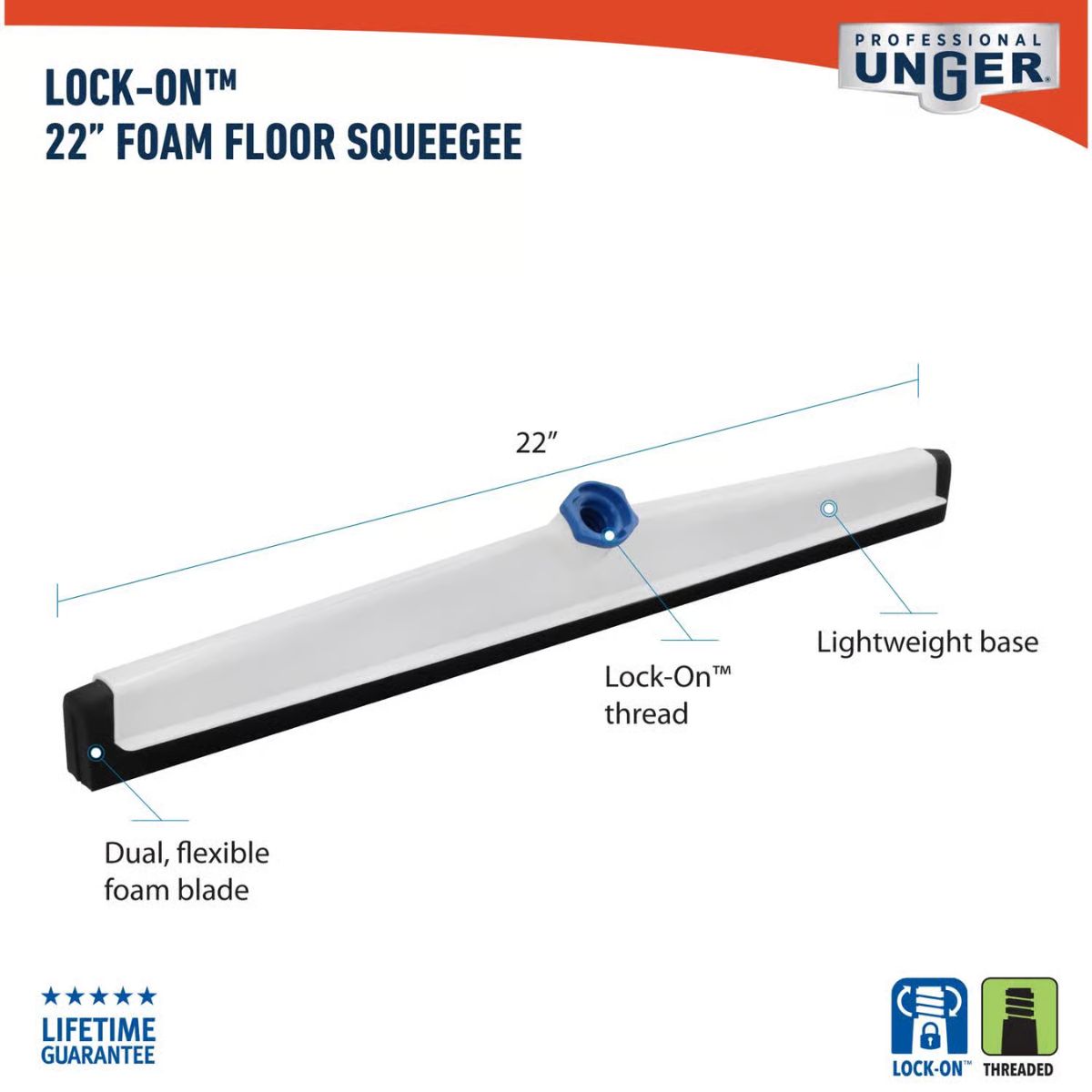 Unger Lock-On 22 in. W Foam Rubber Floor Squeegee Replacement Blade
