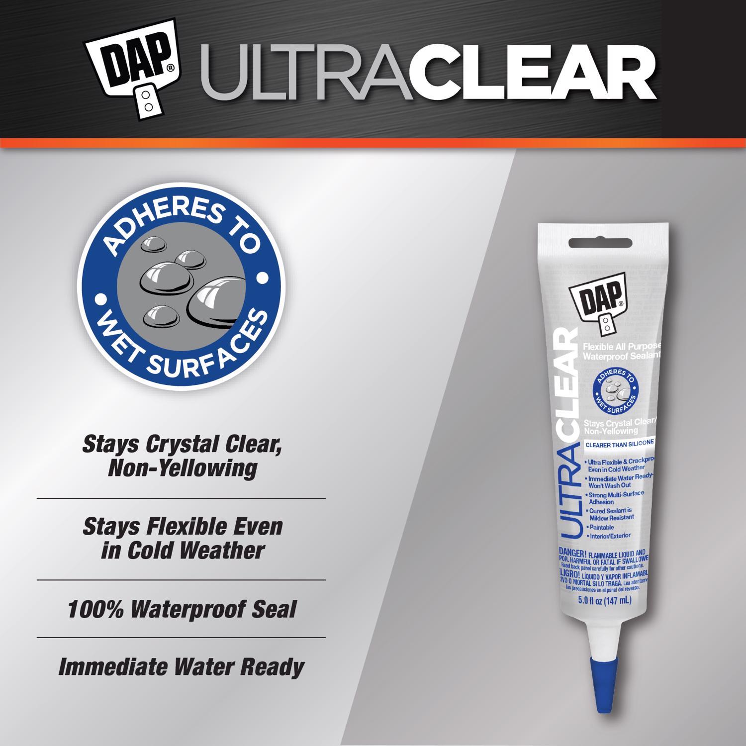 DAP Ultra Clear Synthetic Rubber All Purpose Waterproof Sealant 5 oz